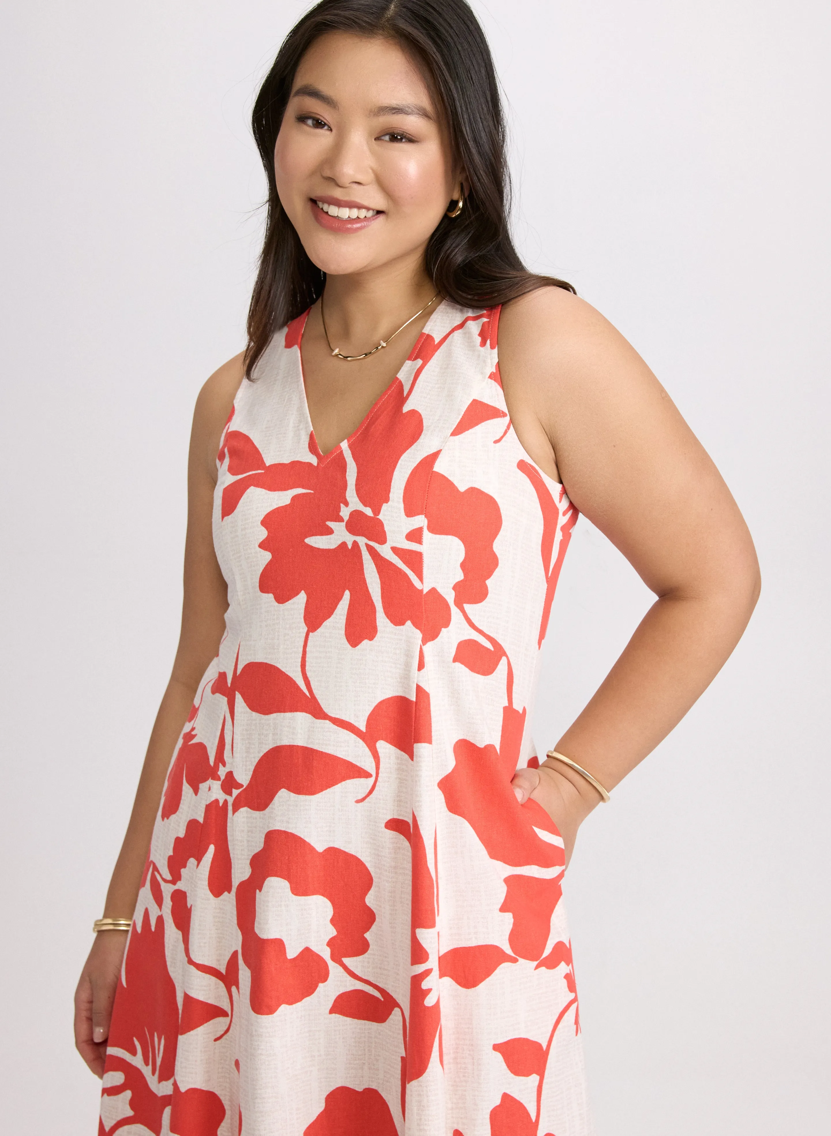 Floral Linen-Blend Dress sold by Laura product image thumbnail 4