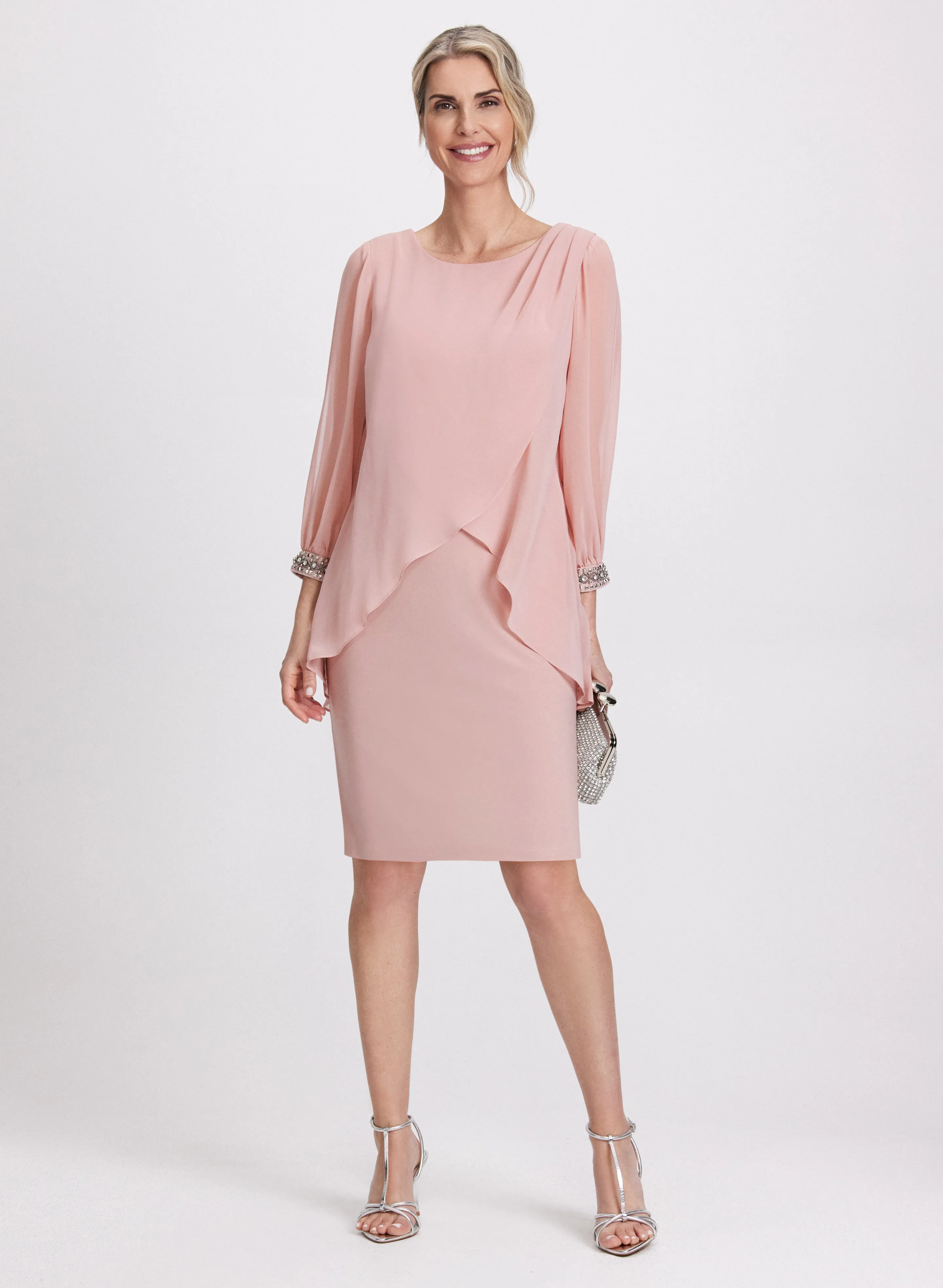 Embellished Chiffon Overlay Dress sold by Laura