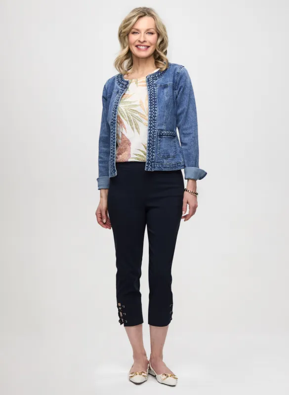 Braid Trim Denim Jacket & Bengaline Capris sold by Laura