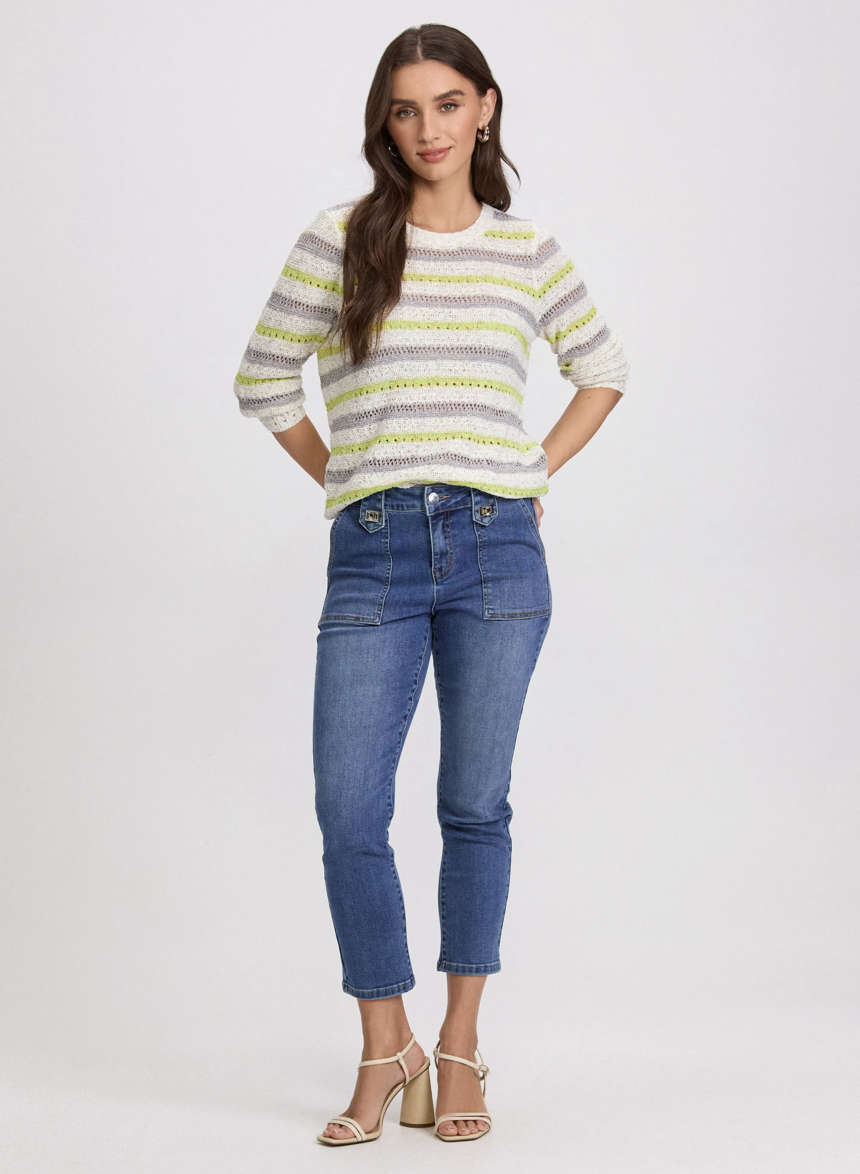 Striped Pointelle Knit Sweater sold by Laura product image thumbnail 3