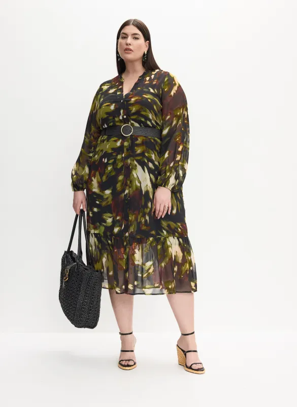 Melanie Lyne - Belted Abstract Print Dress sold by Laura
