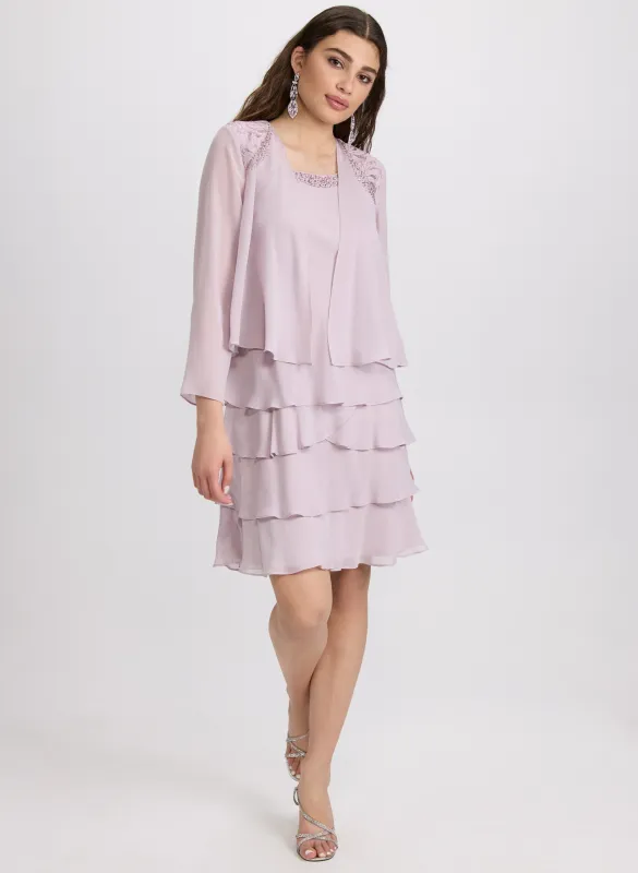 Embellished Jacket & Tiered Dress Set sold by Laura