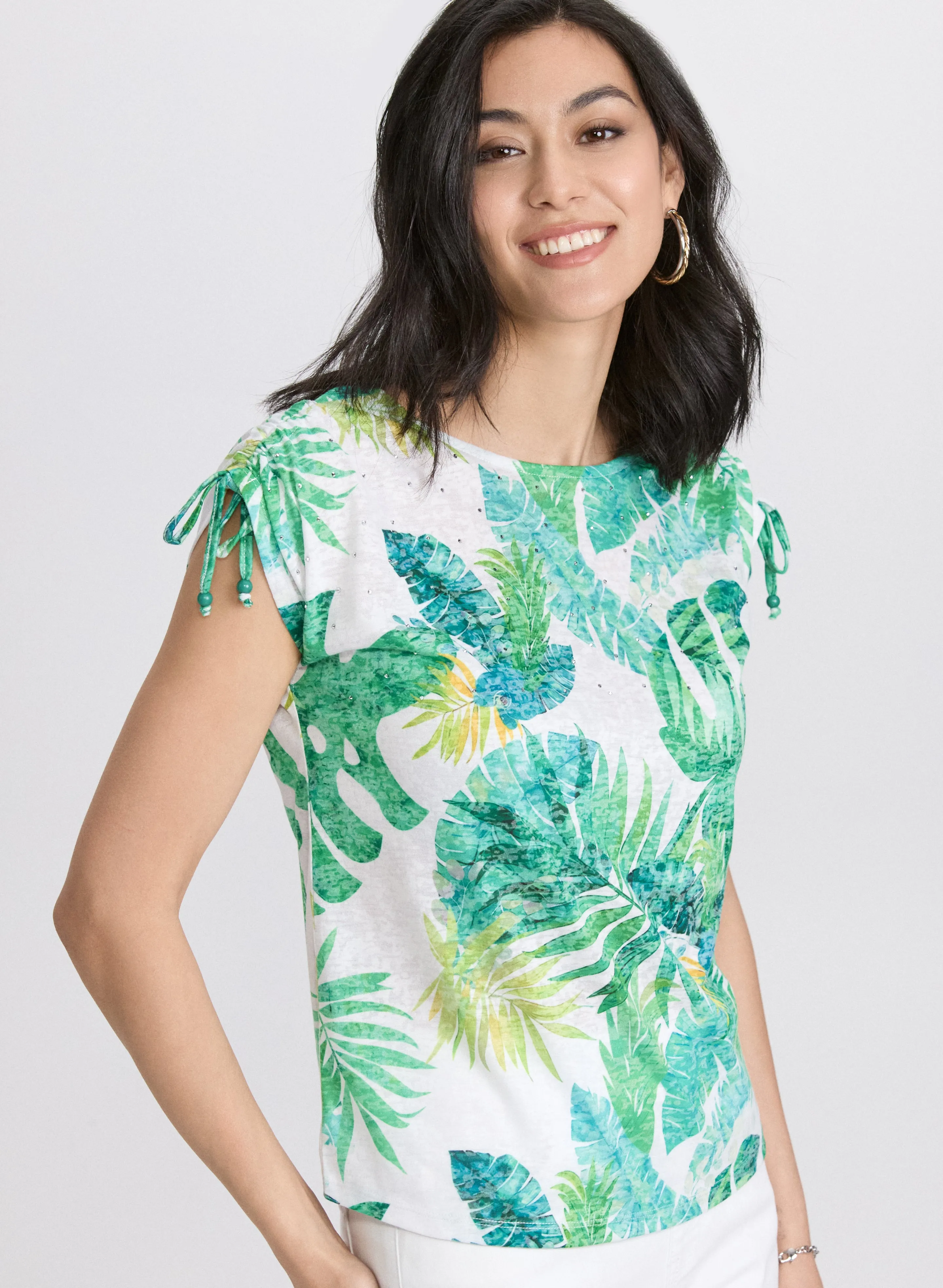 Embellished Palm Print T-Shirt sold by Laura