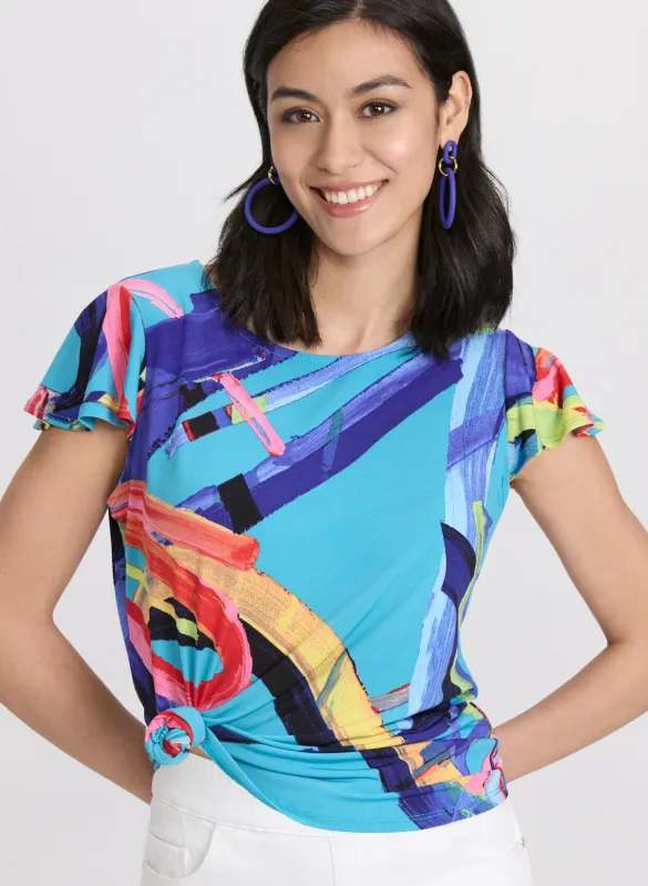 Abstract Flutter Sleeve Top sold by Laura