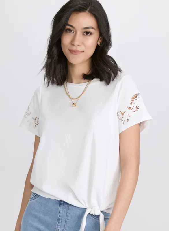 Embroidered Stretch-Cotton T-Shirt sold by Laura
