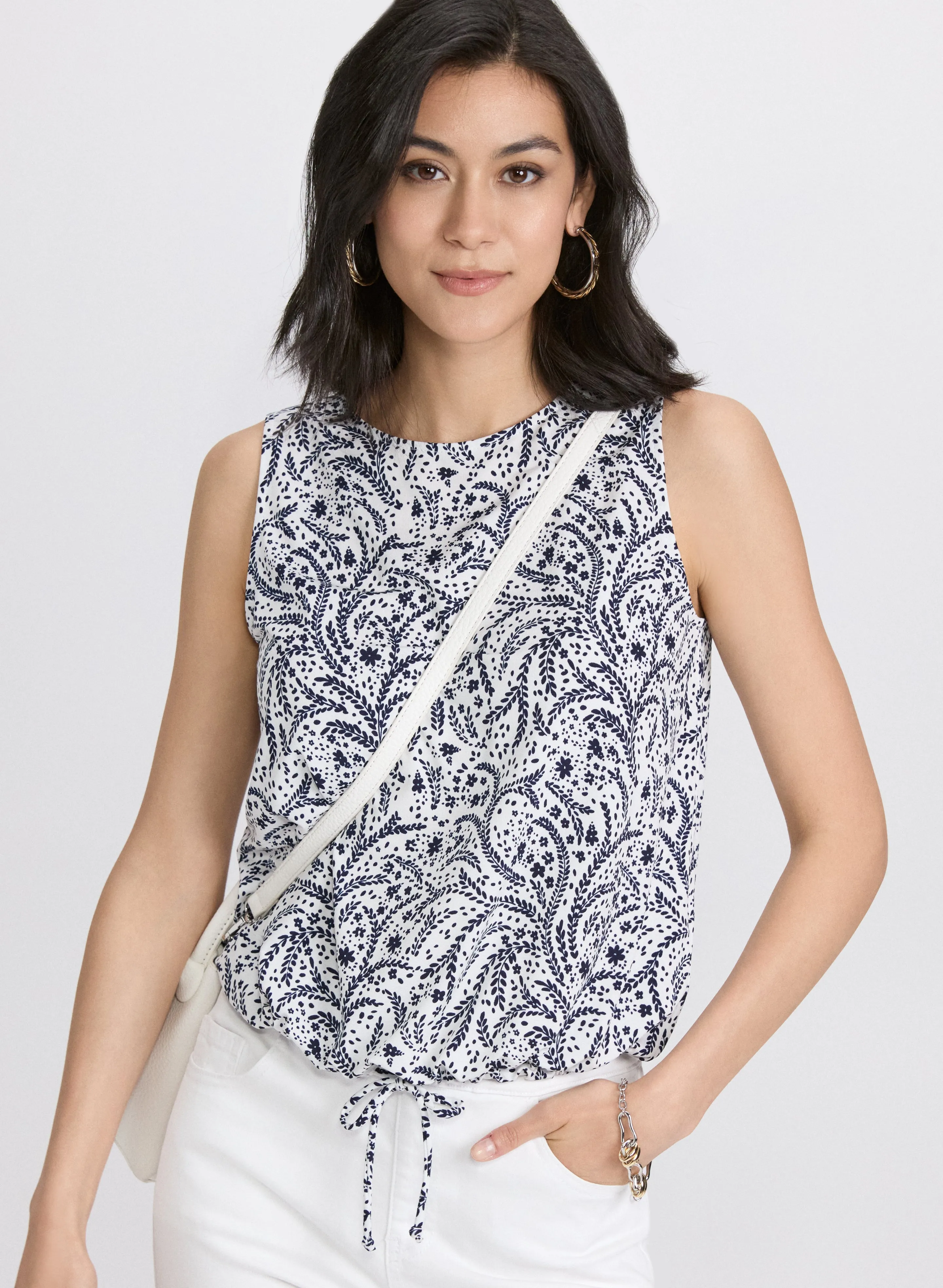 Printed Drawstring Top sold by Laura