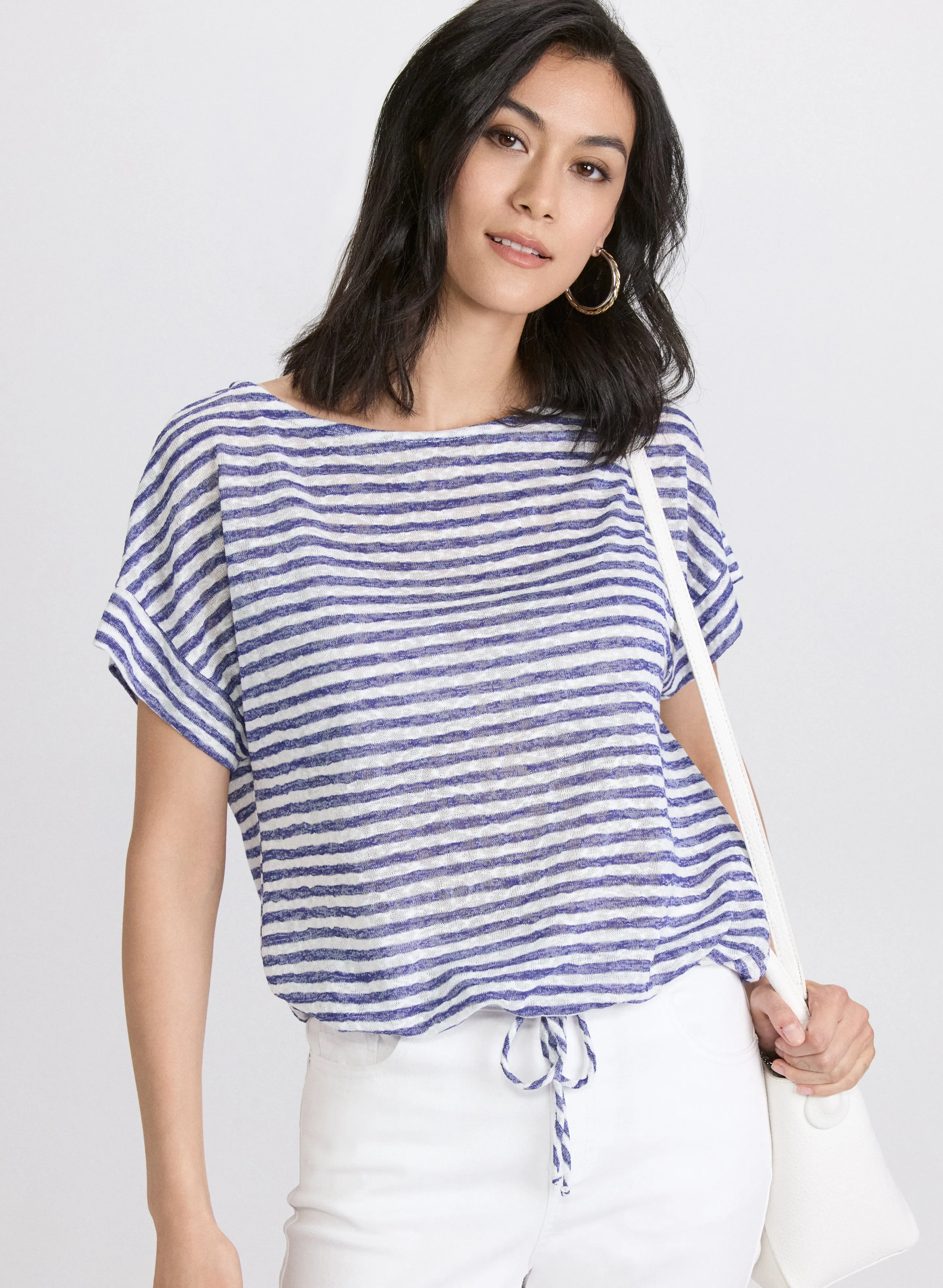 Striped Drawstring Top sold by Laura