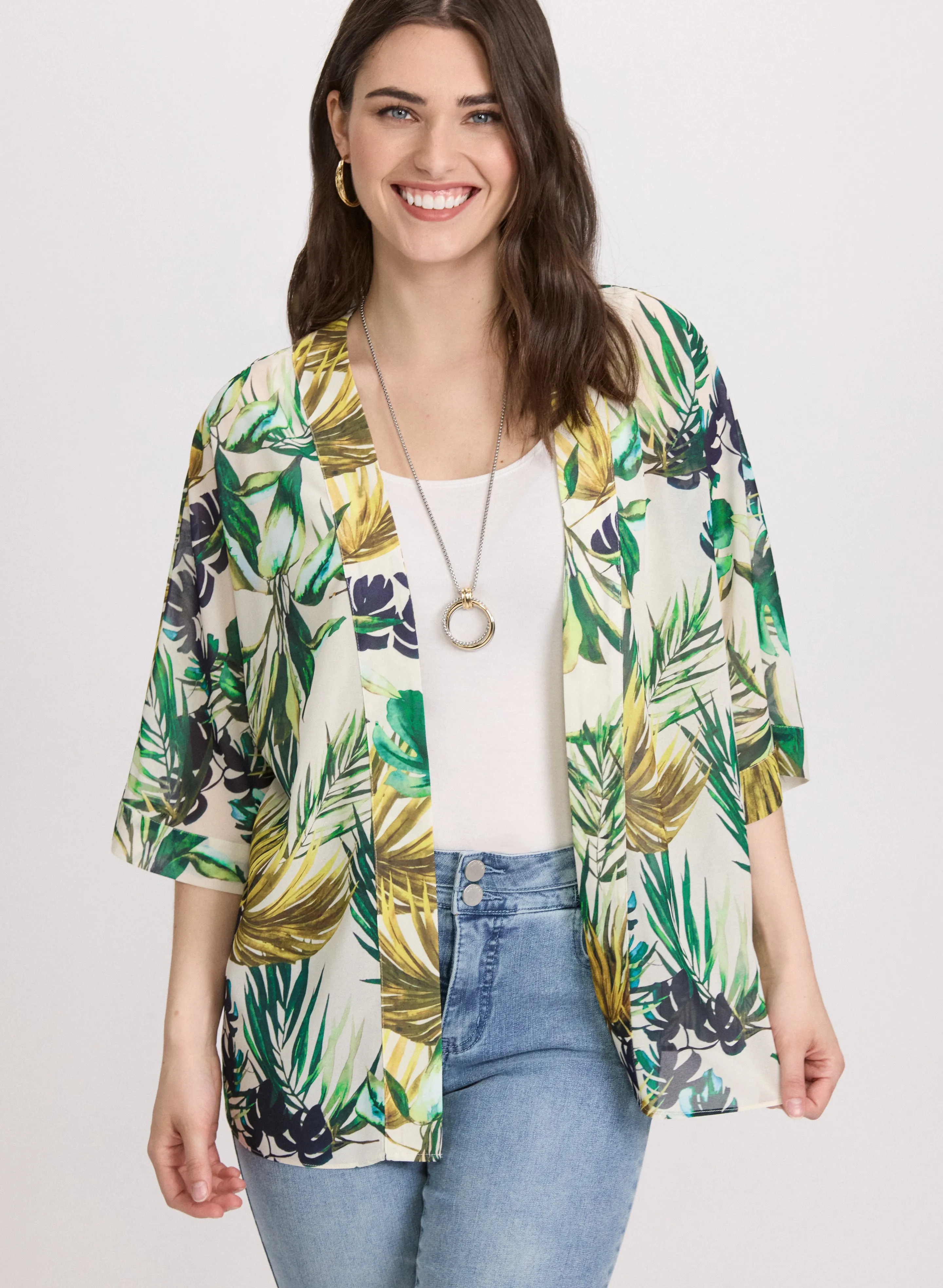Tropical Open-Front Blouse sold by Laura