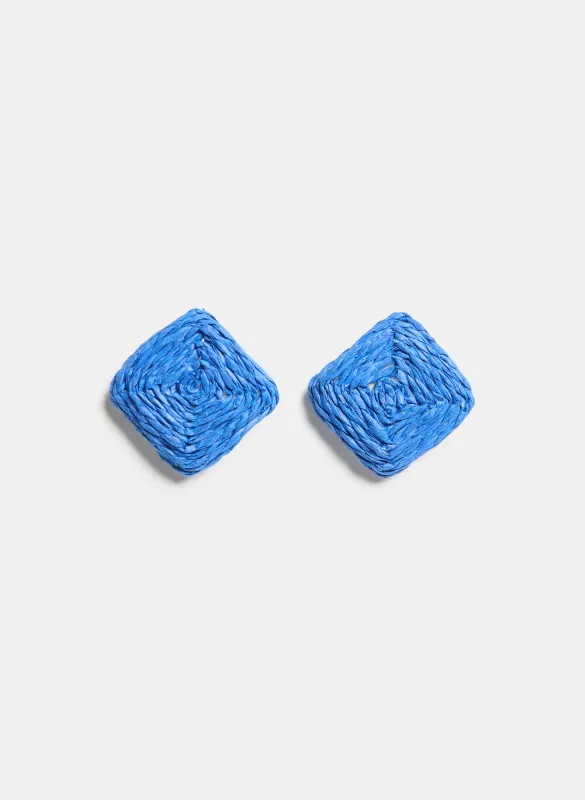Square Raffia Earrings sold by Laura