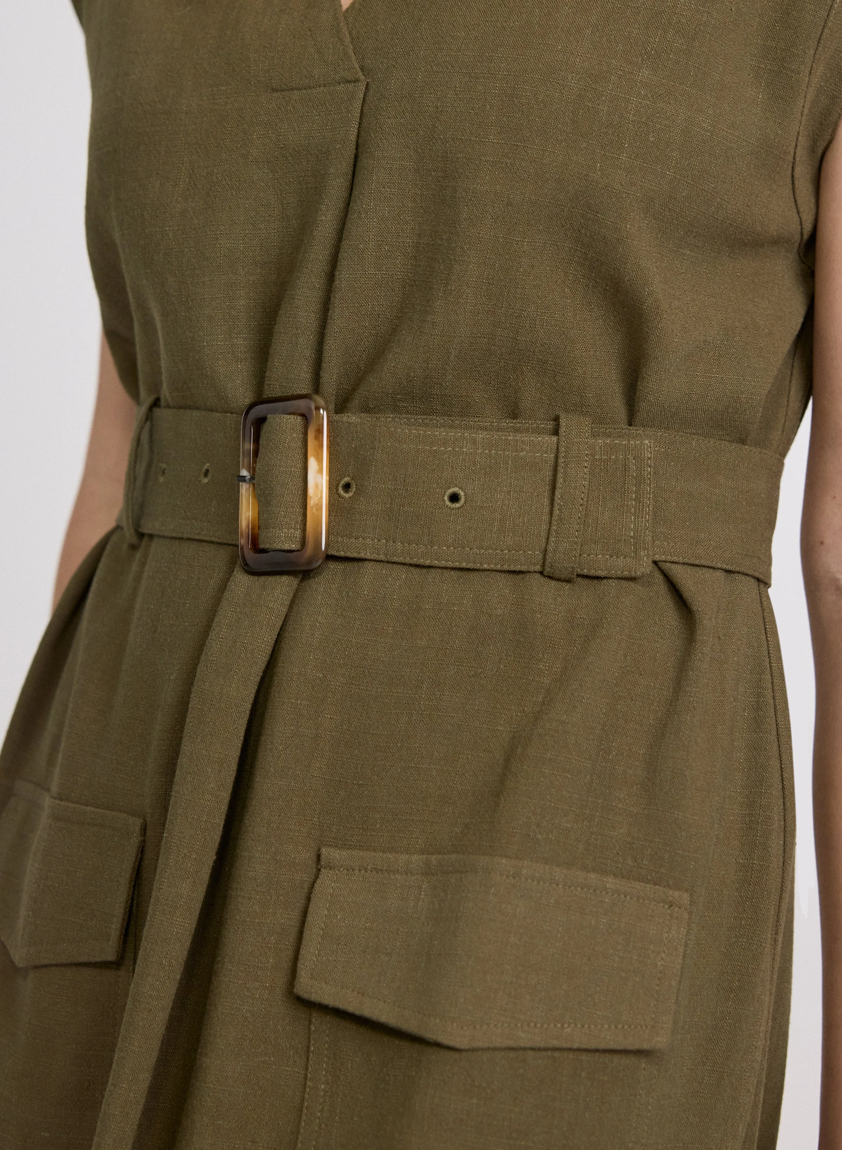Belted Stretch Linen-Blend Dress sold by Laura product image thumbnail 5