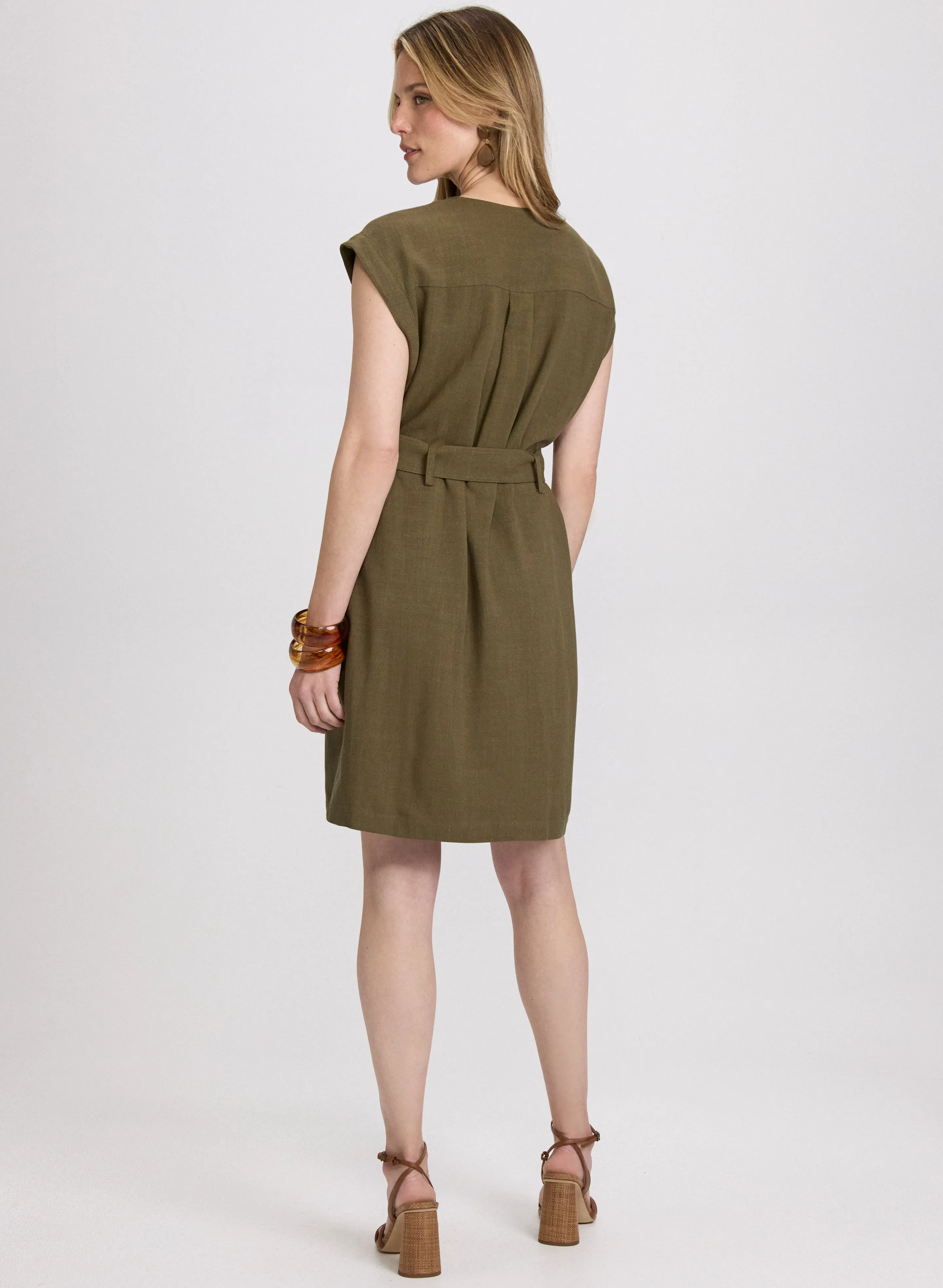 Belted Stretch Linen-Blend Dress sold by Laura product image thumbnail 3