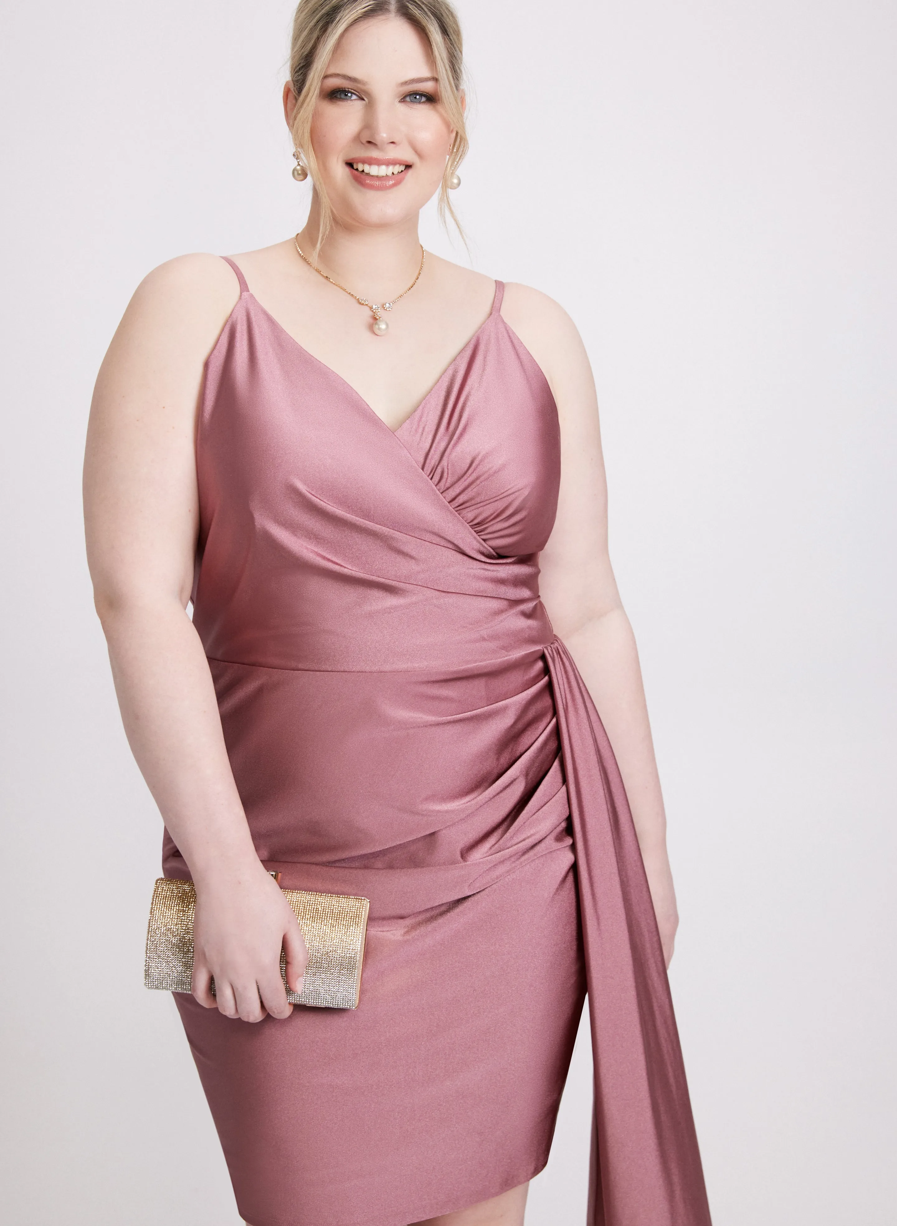 Flounced Front Satin Dress sold by Laura product image thumbnail 4