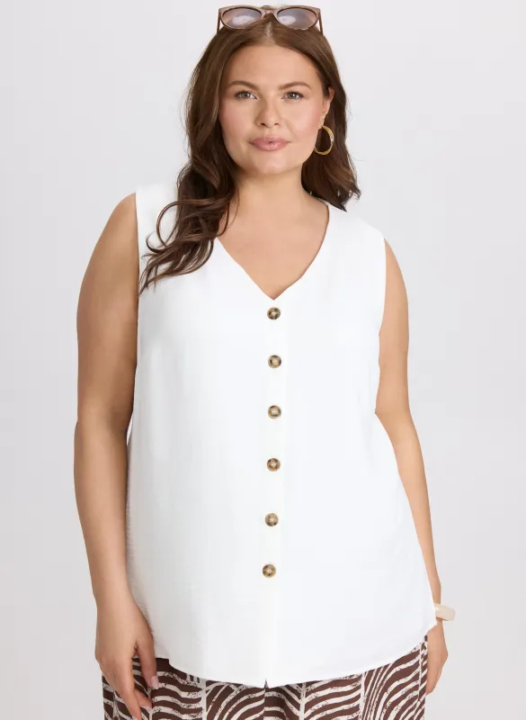 Sleeveless Button-Down Blouse sold by Laura