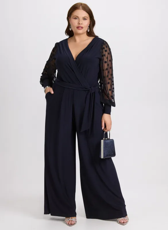 Sheer Polka Dot Sleeve Jumpsuit sold by Laura