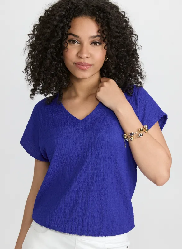 Textured Drop Shoulder Top sold by Laura