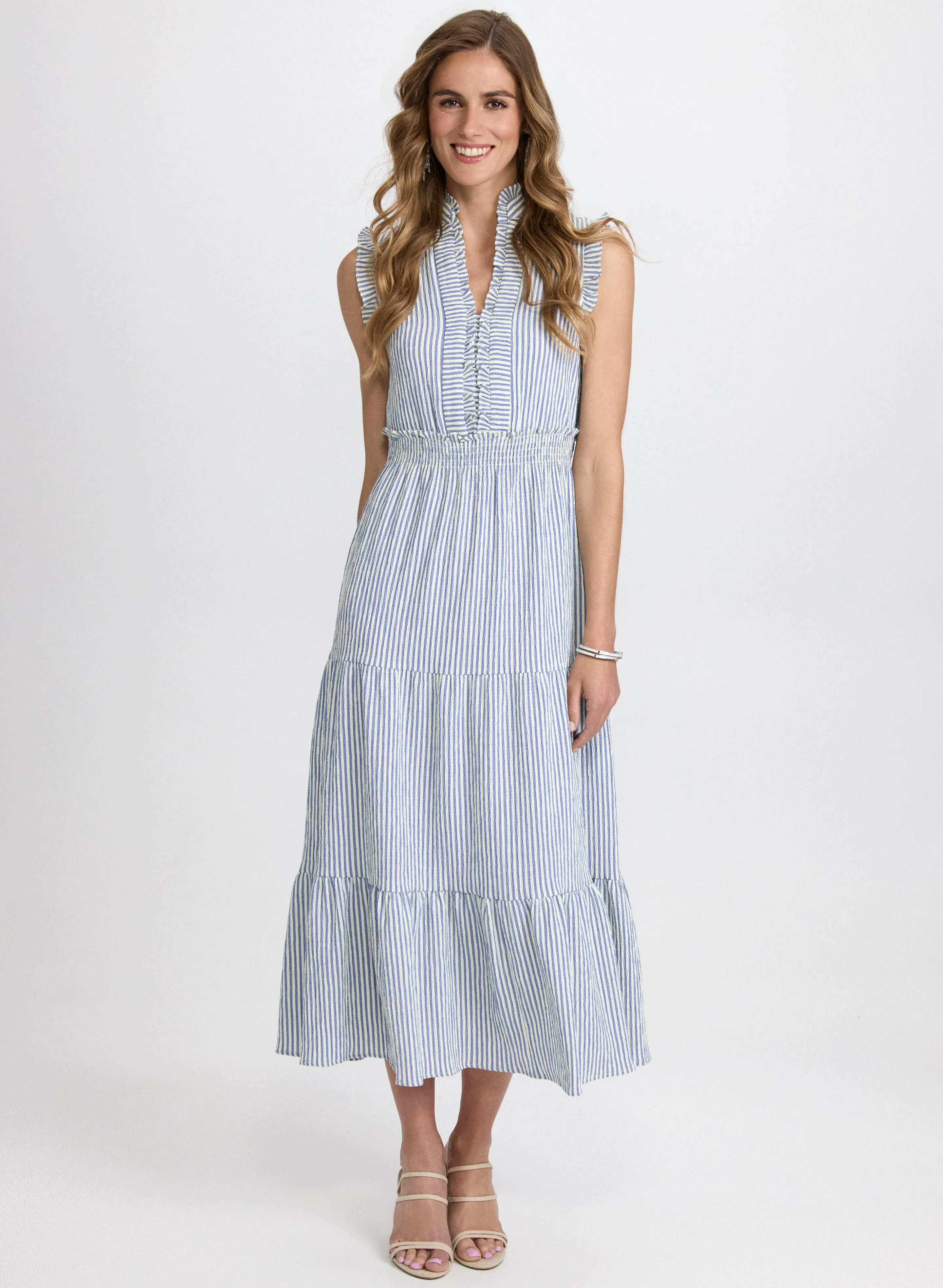 Striped Ruffle Detail Dress sold by Laura