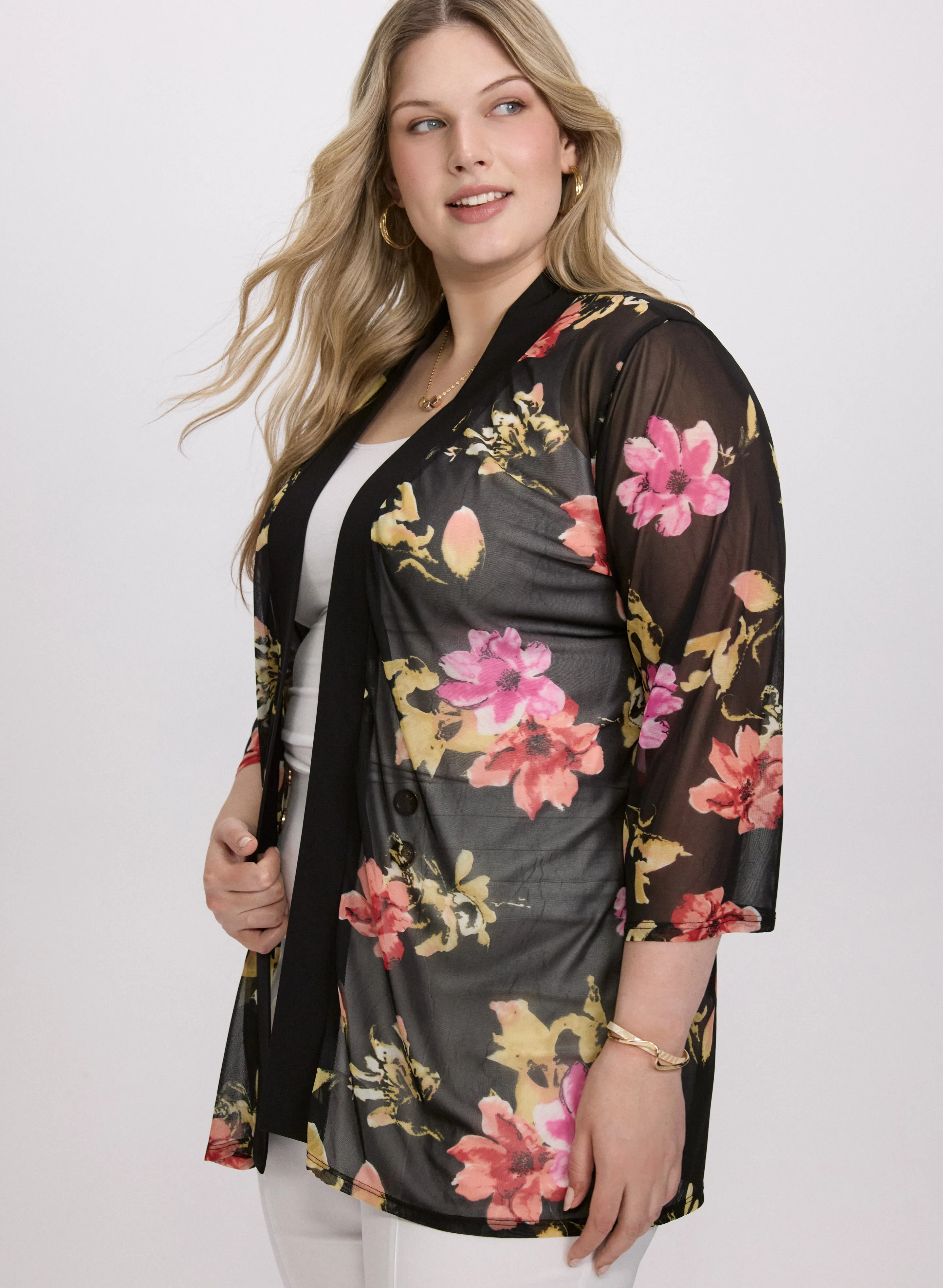 Sheer Floral Open Front Top sold by Laura product image thumbnail 2