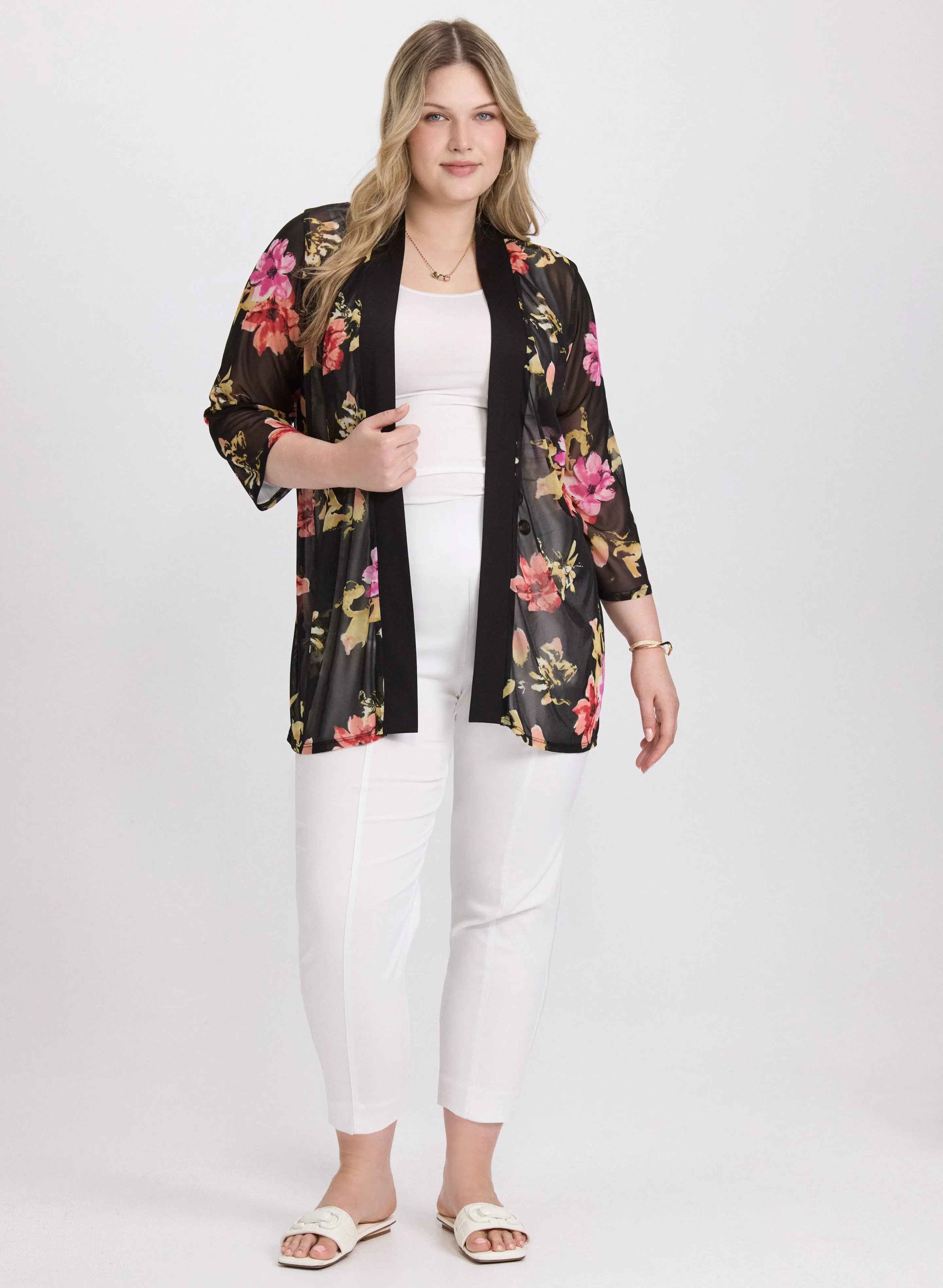 Sheer Floral Open Front Top sold by Laura product image thumbnail 4