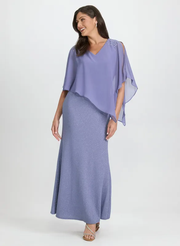 Embellished Capelet Overlay Dress sold by Laura