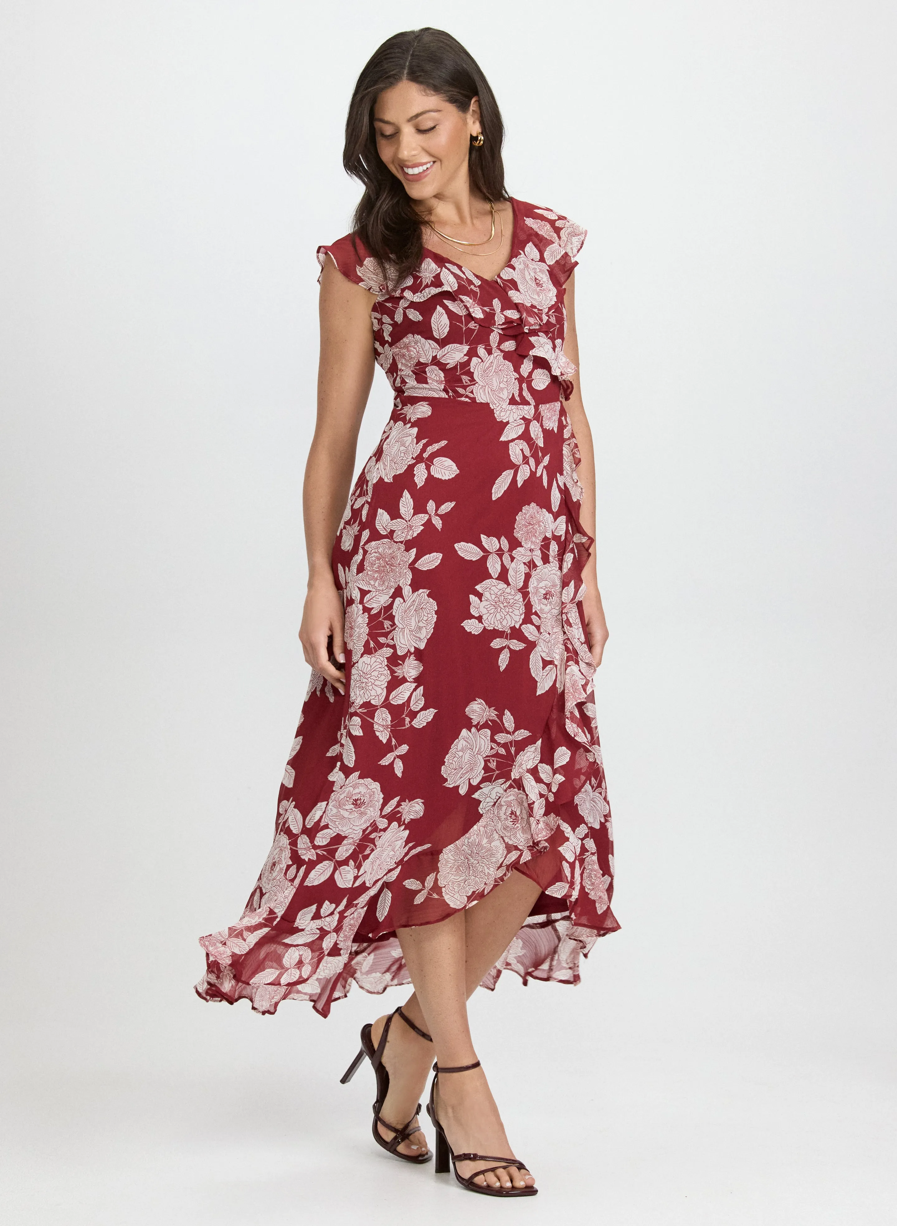 Floral Flounce Front Dress sold by Laura