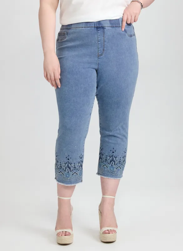 Embroidered Denim Capris sold by Laura