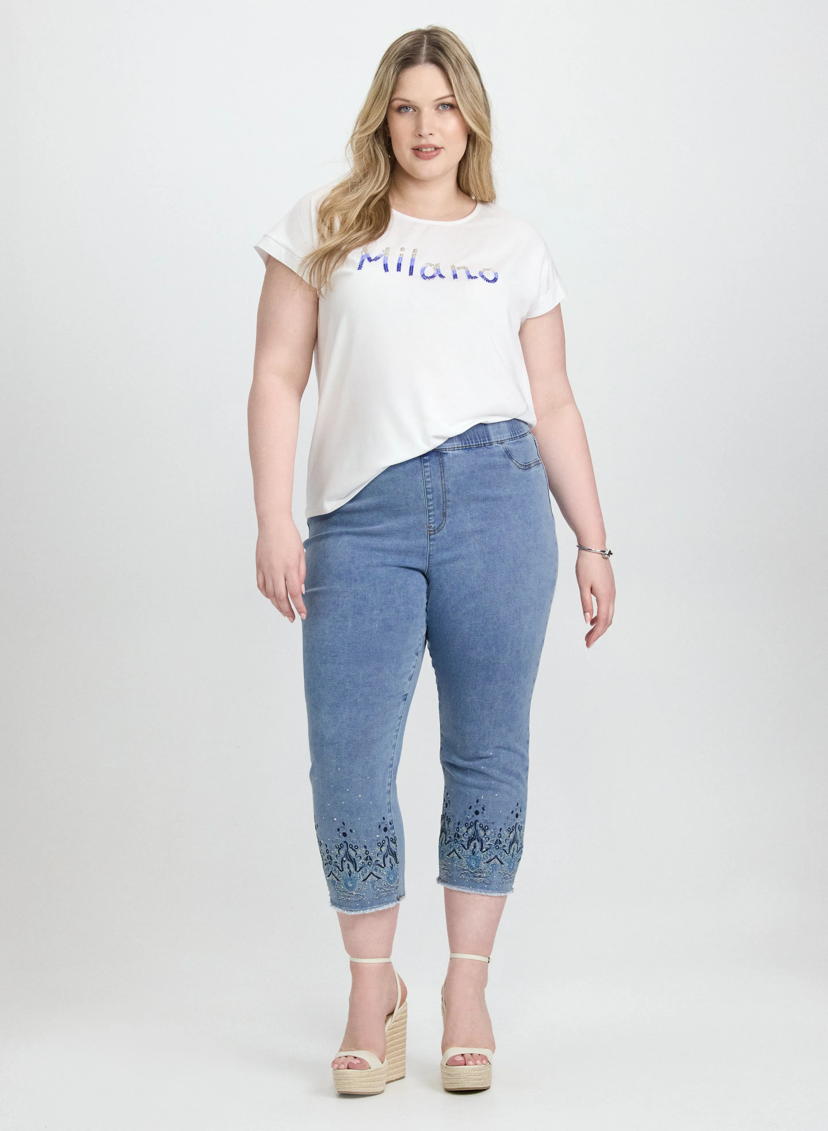 Embroidered Denim Capris sold by Laura product image thumbnail 4