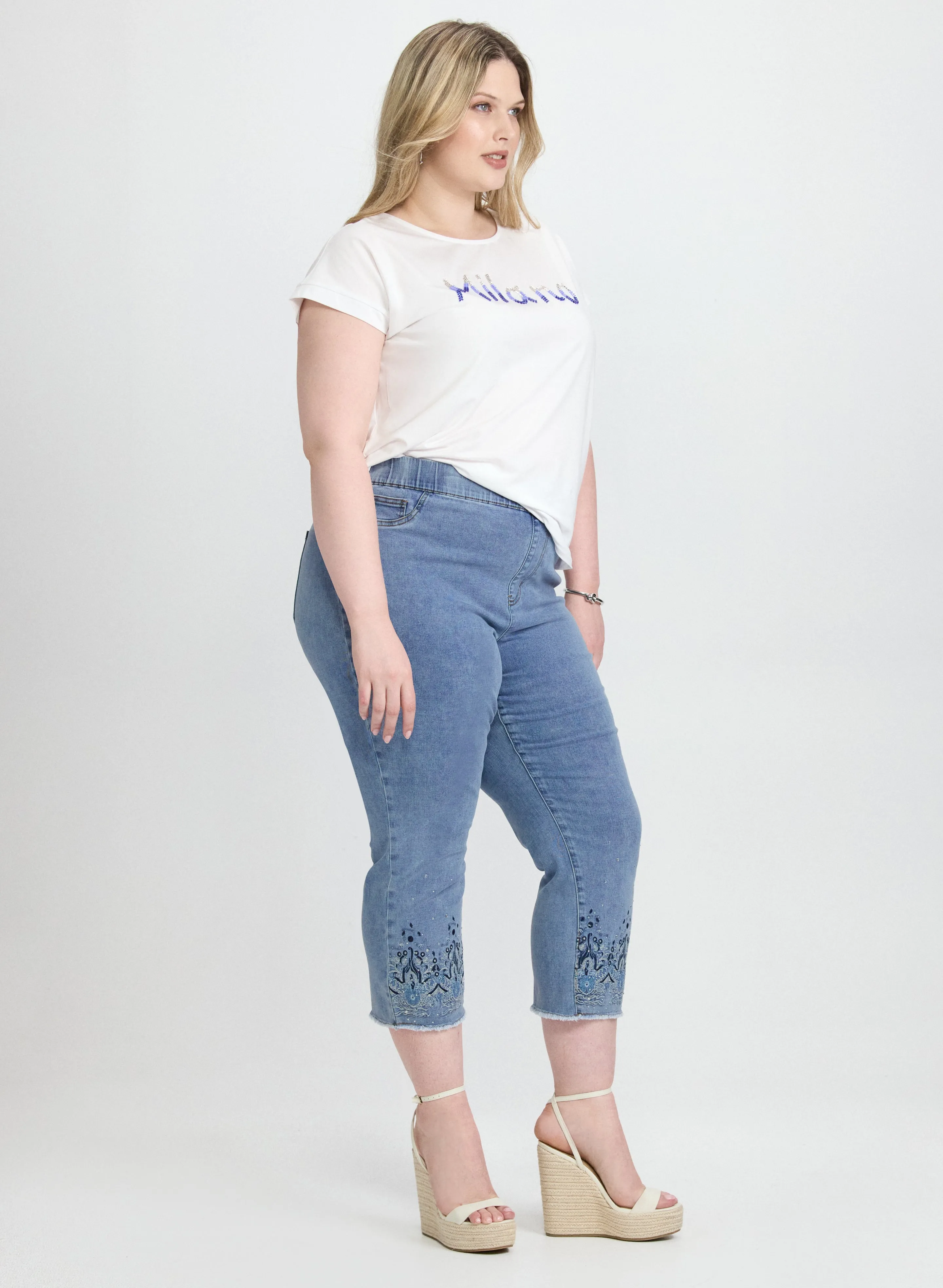 Embroidered Denim Capris sold by Laura product image thumbnail 2