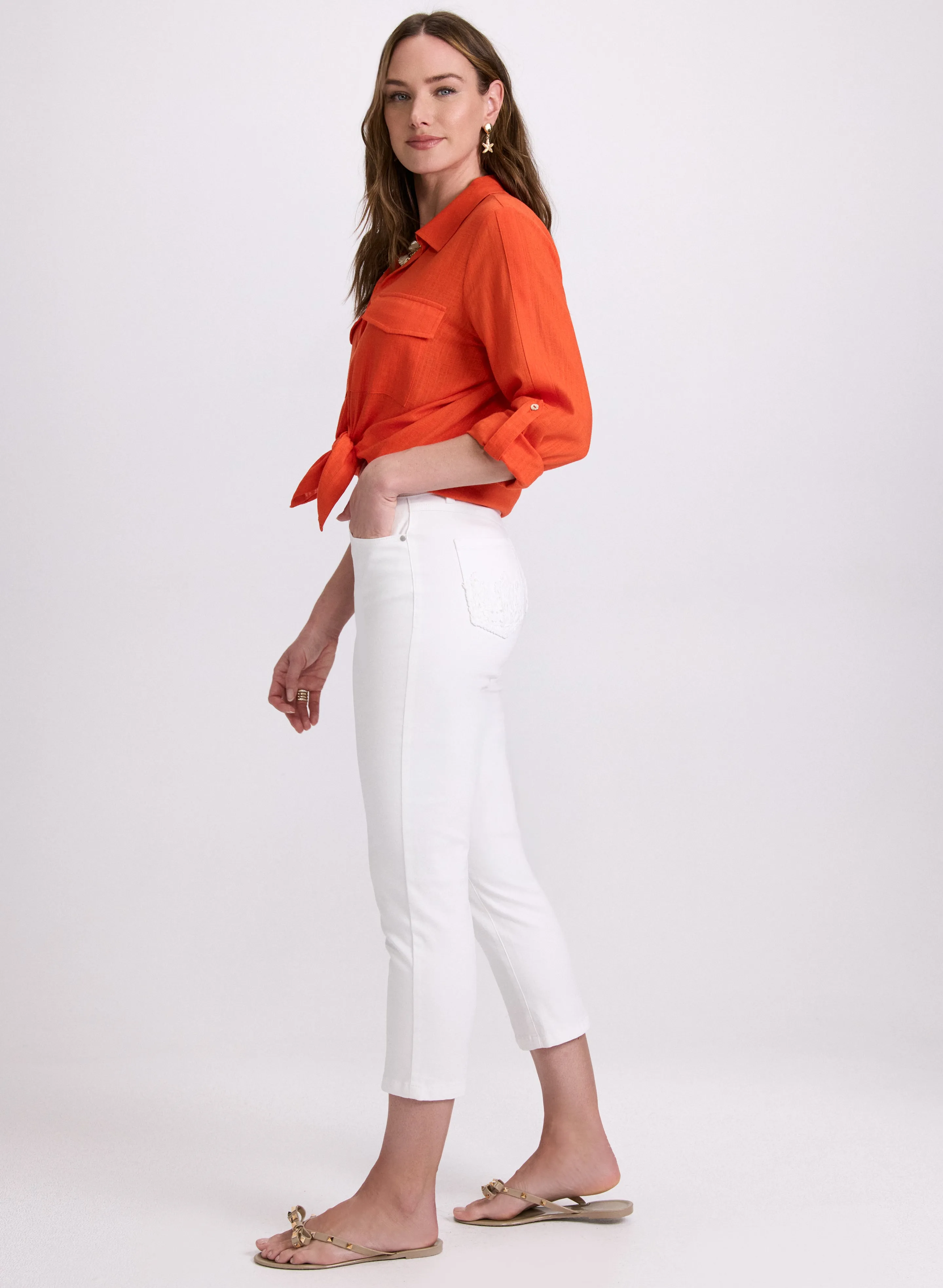 Crochet Trim Denim Capris sold by Laura product image thumbnail 2