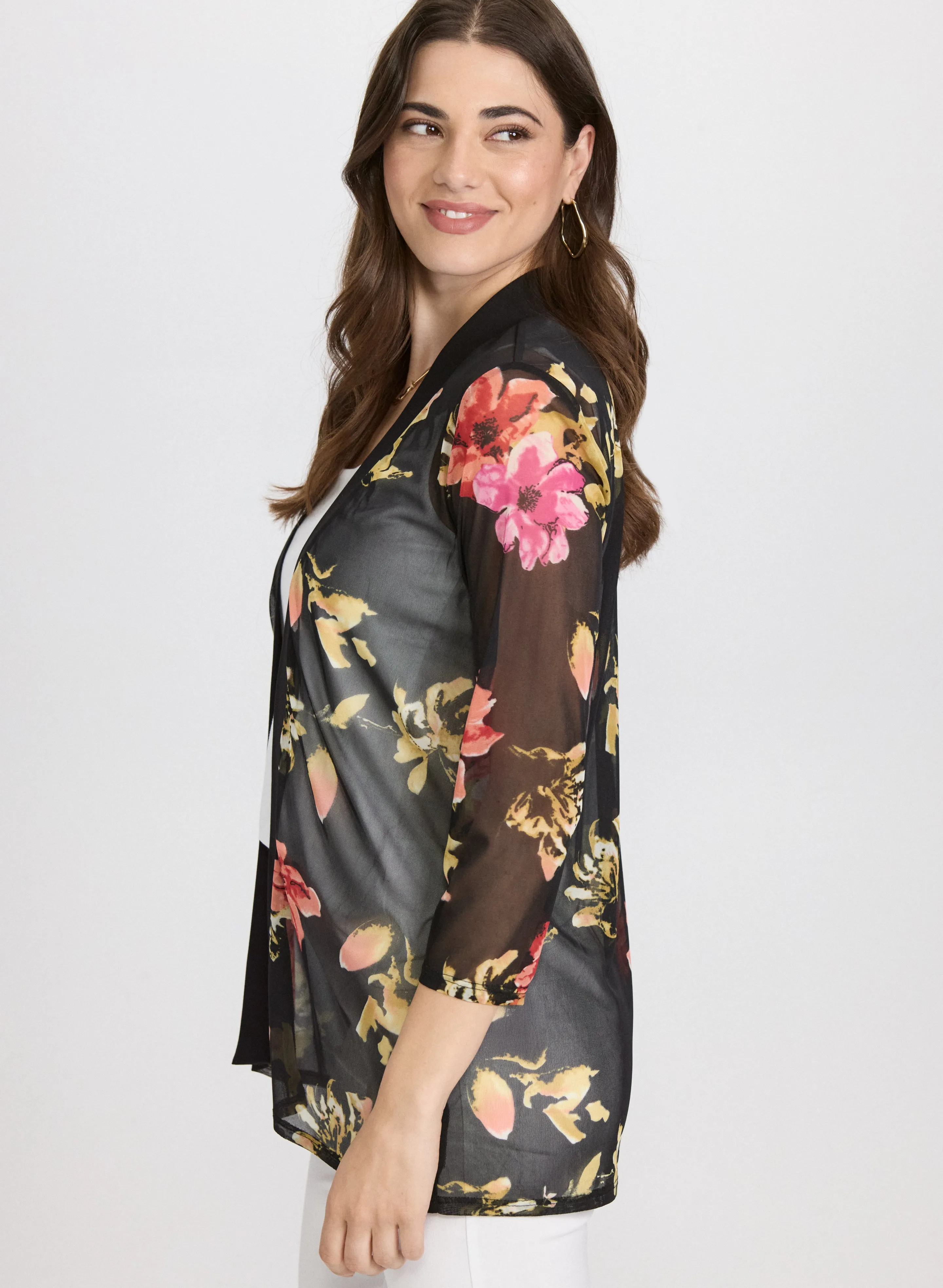 Sheer Floral Open Front Top sold by Laura product image thumbnail 5