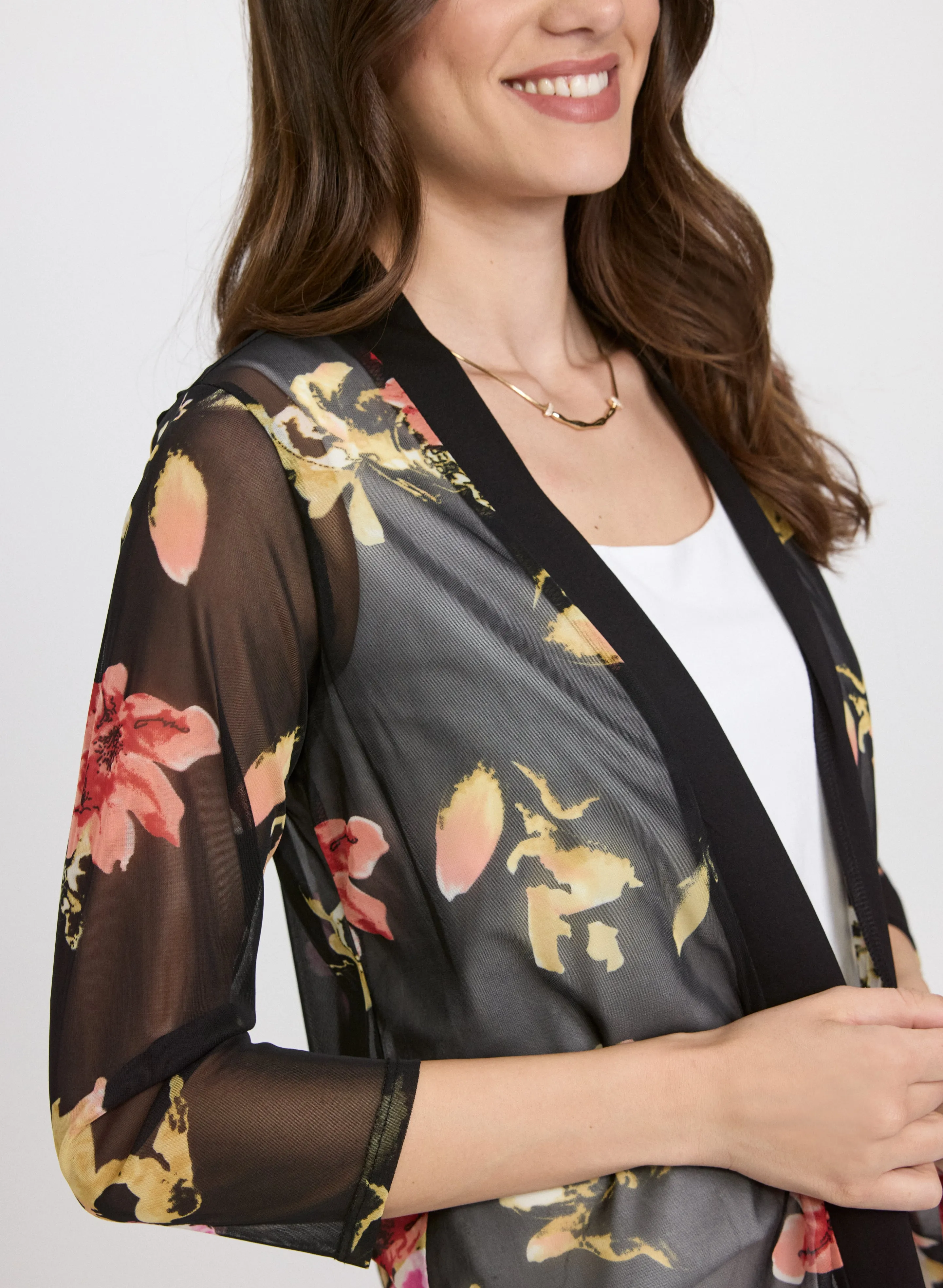 Sheer Floral Open Front Top sold by Laura product image thumbnail 2