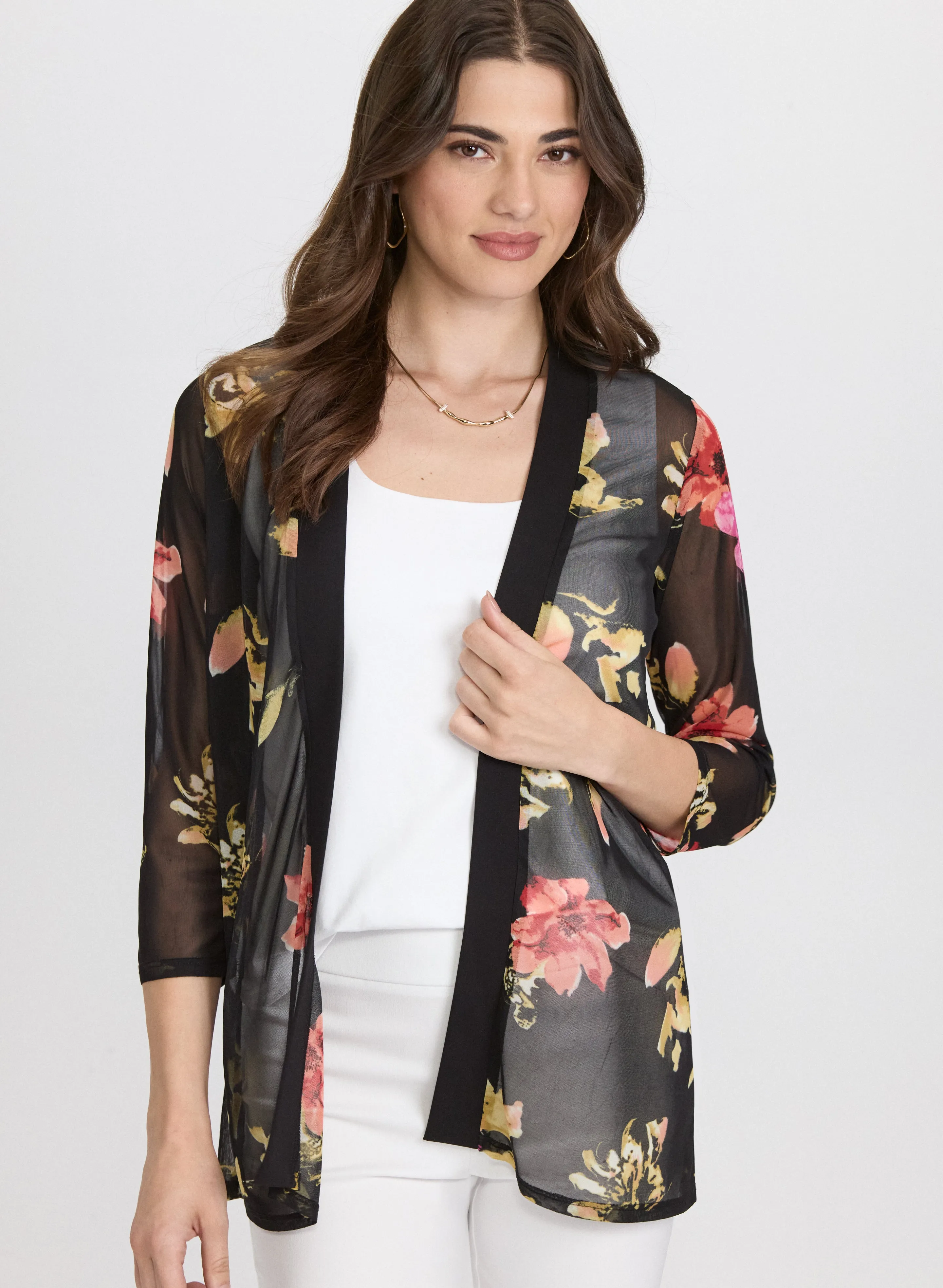 Sheer Floral Open Front Top sold by Laura