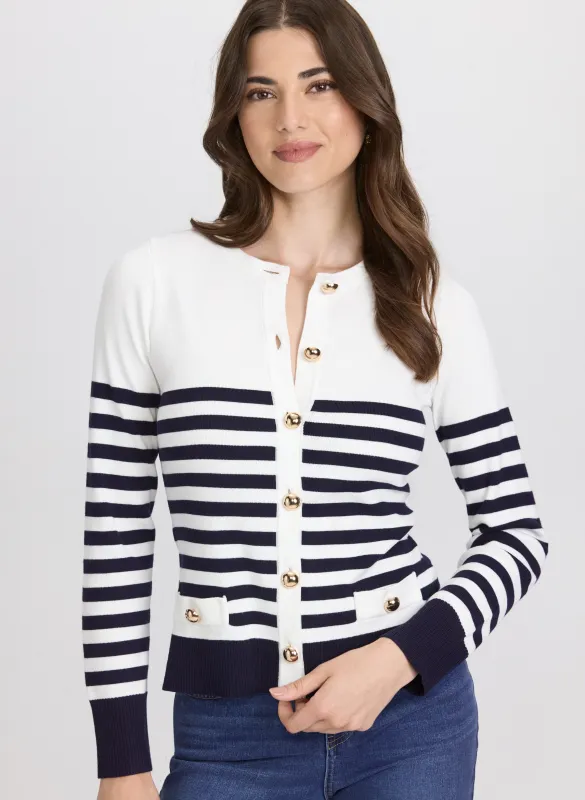 Stripe Knit Cardigan sold by Laura