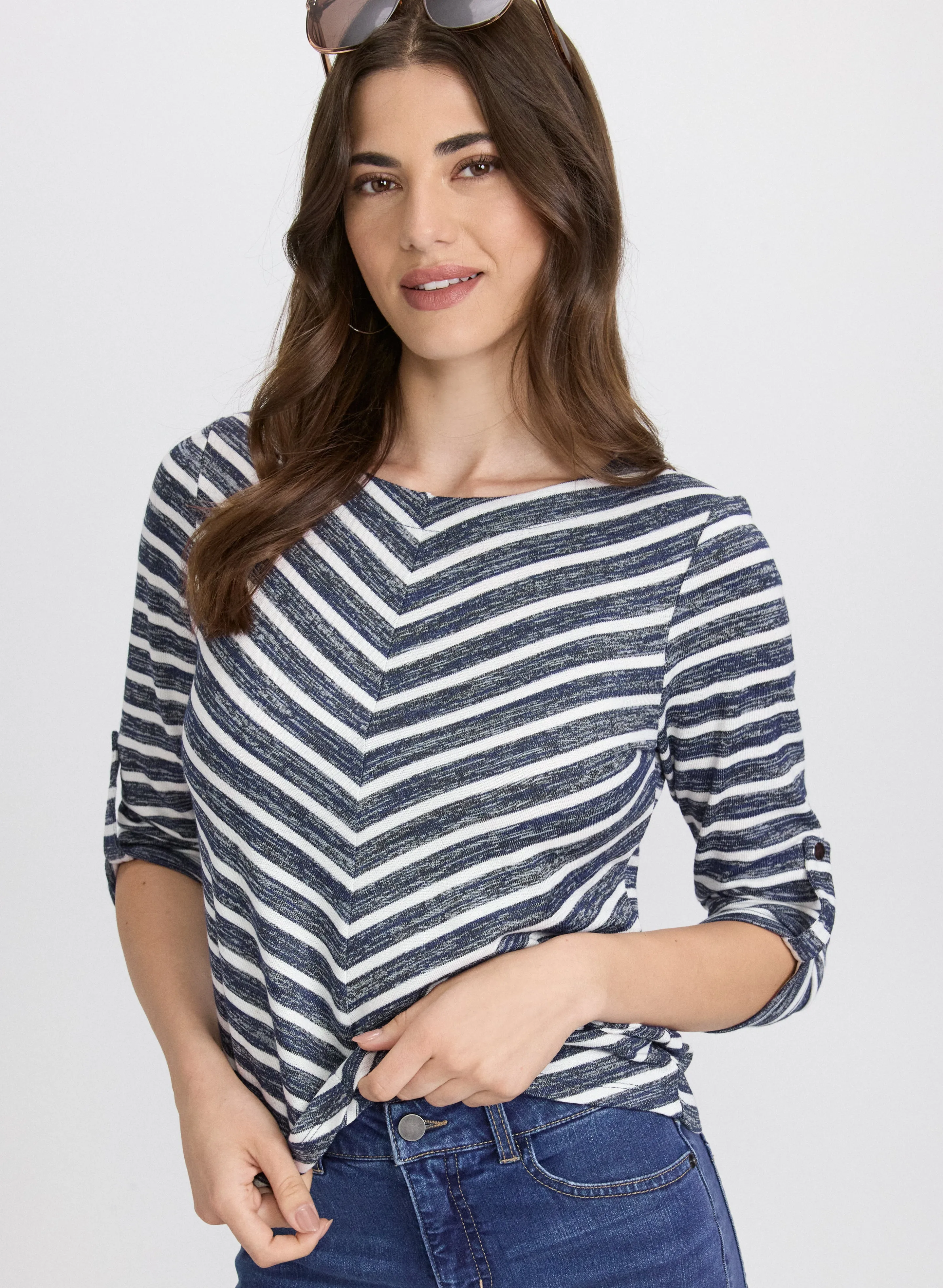 Stripe 3/4 Sleeve Top sold by Laura