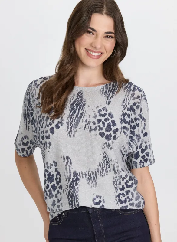 Leopard Glitter Knit Top sold by Laura