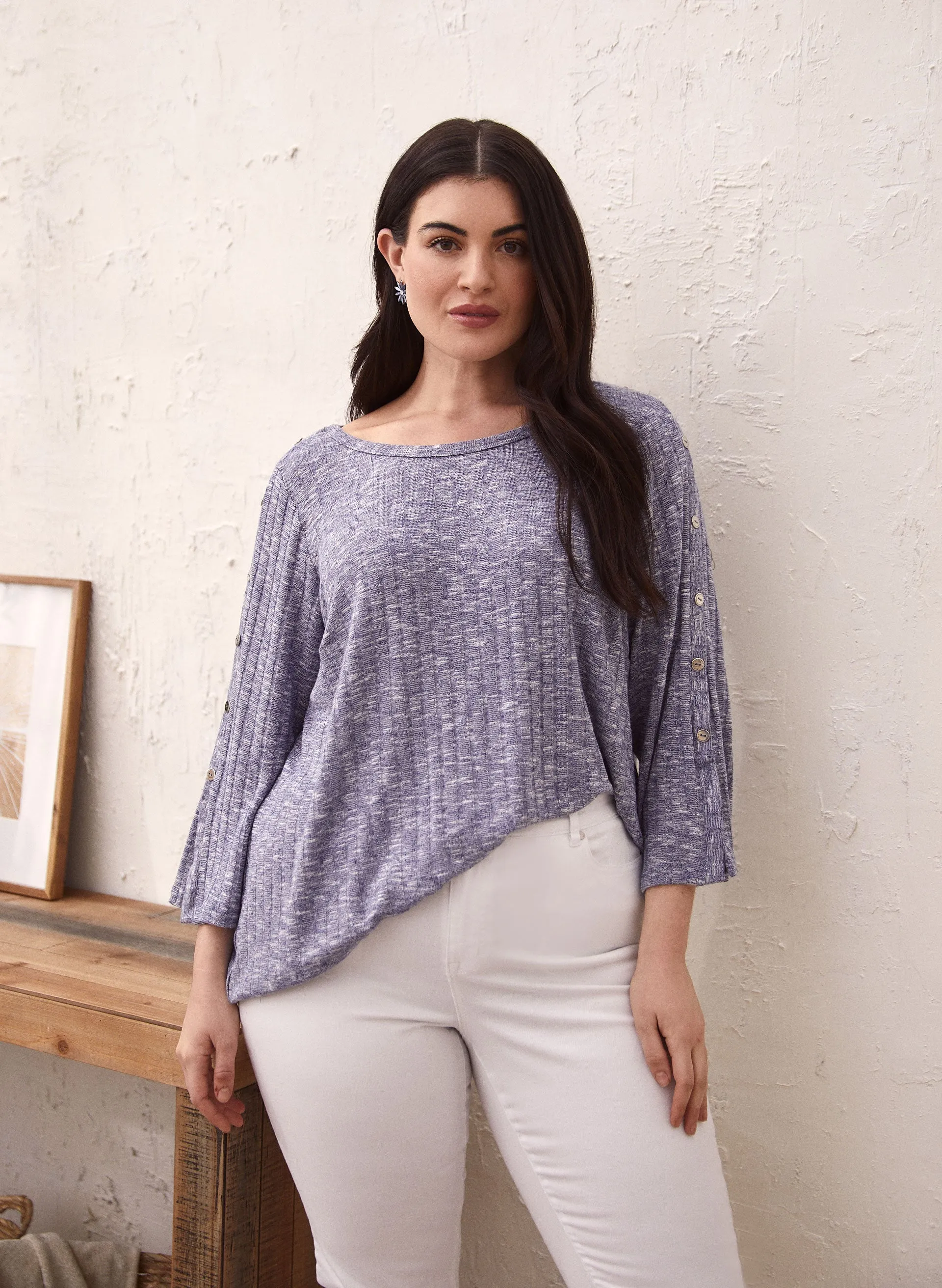 Button Detail Rib Knit Top sold by Laura product image thumbnail 3