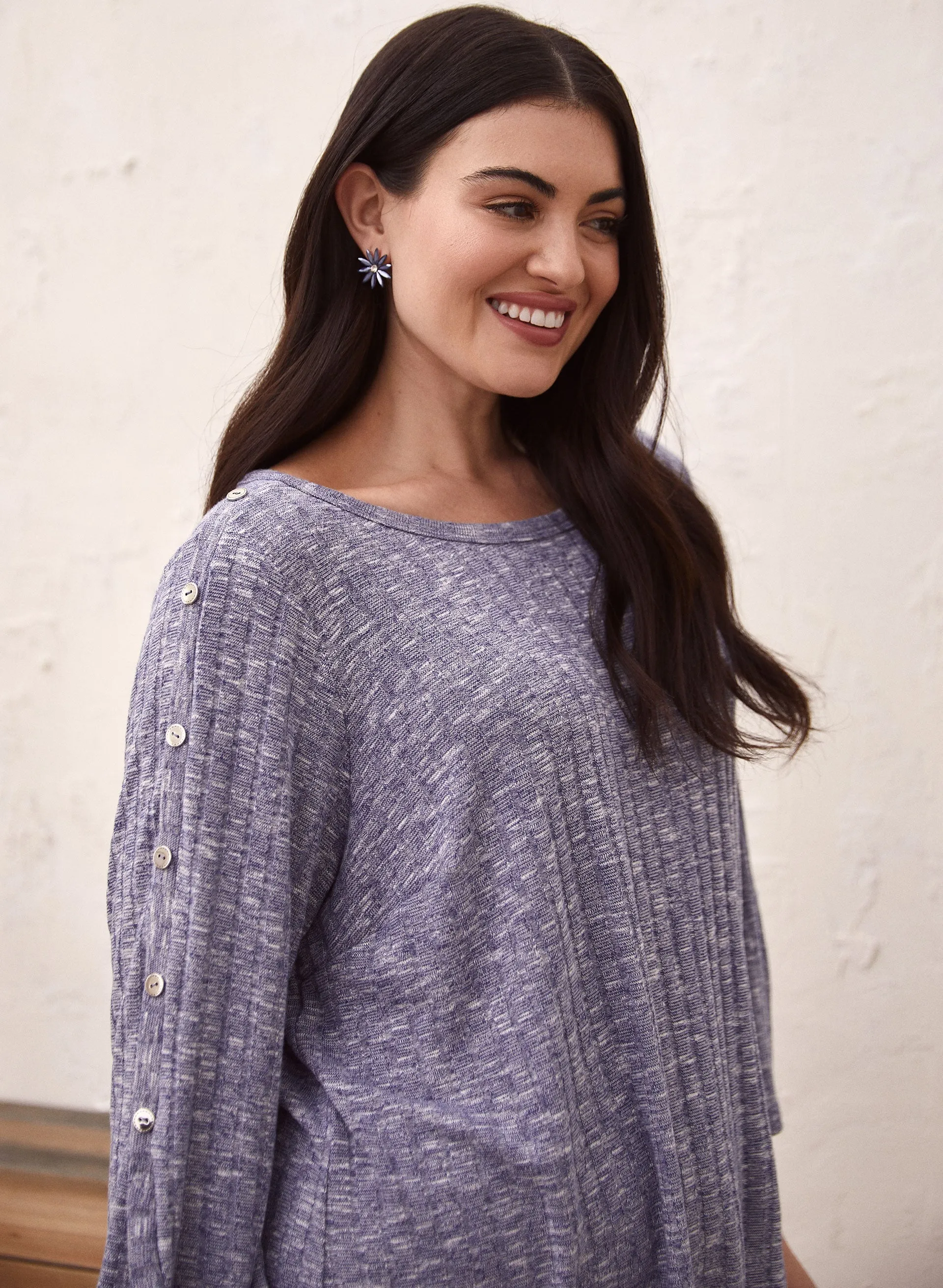 Button Detail Rib Knit Top sold by Laura product image thumbnail 4