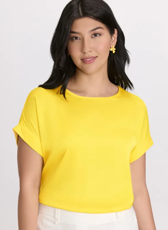 Satin Drop Shoulder Top sold by Laura