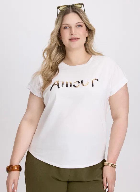 Embellished Script T-Shirt sold by Laura