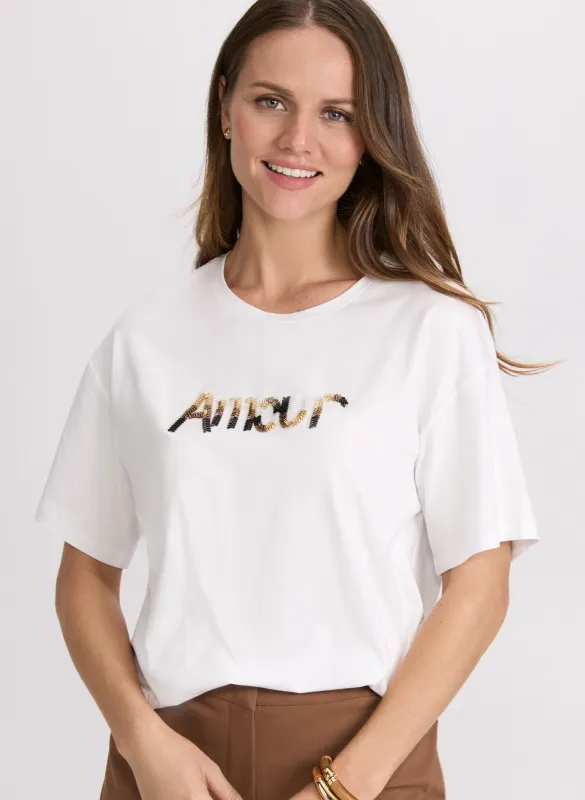 Embellished Script T-Shirt sold by Laura
