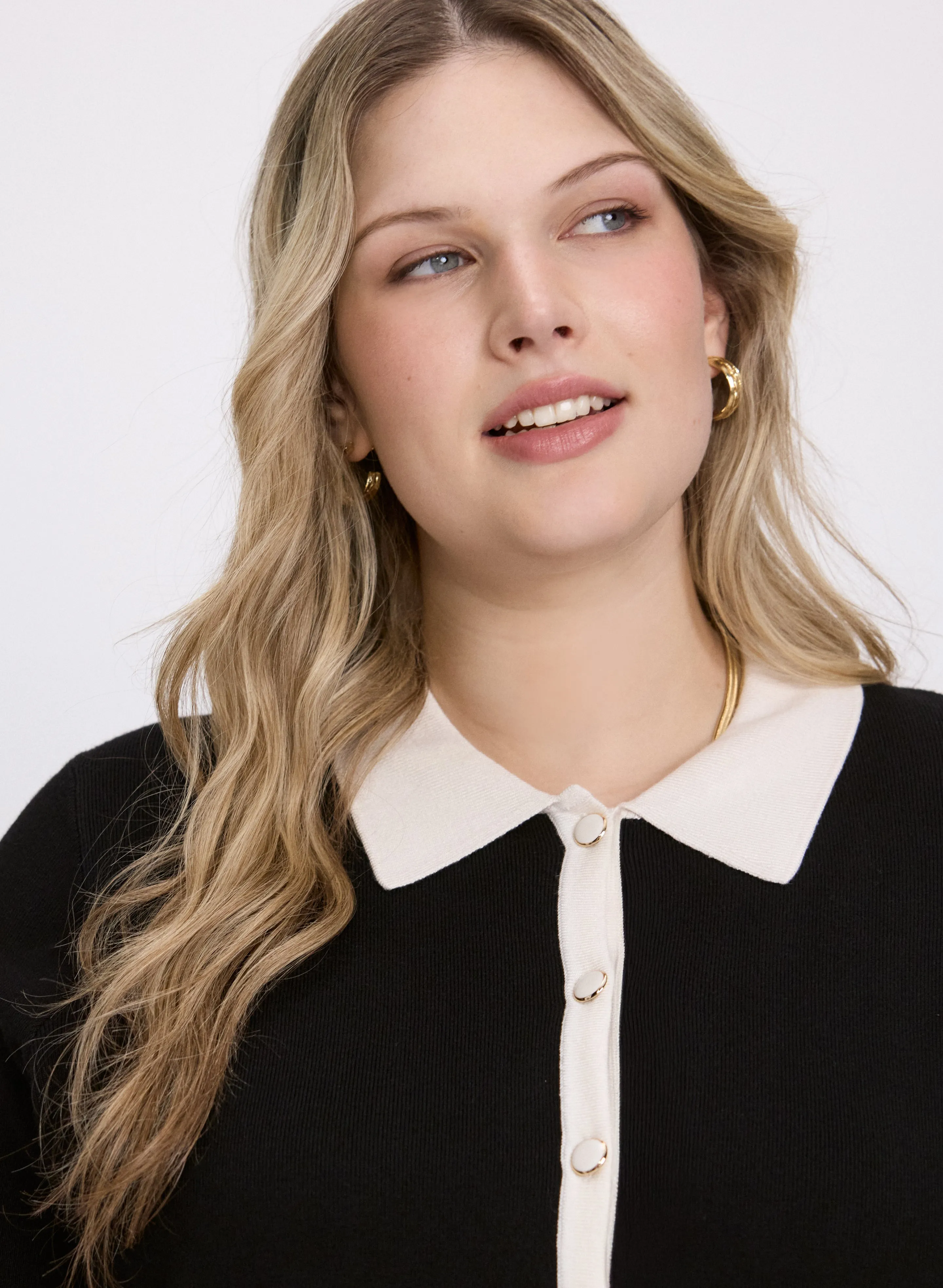 Contrast Knit Polo Top sold by Laura product image thumbnail 5