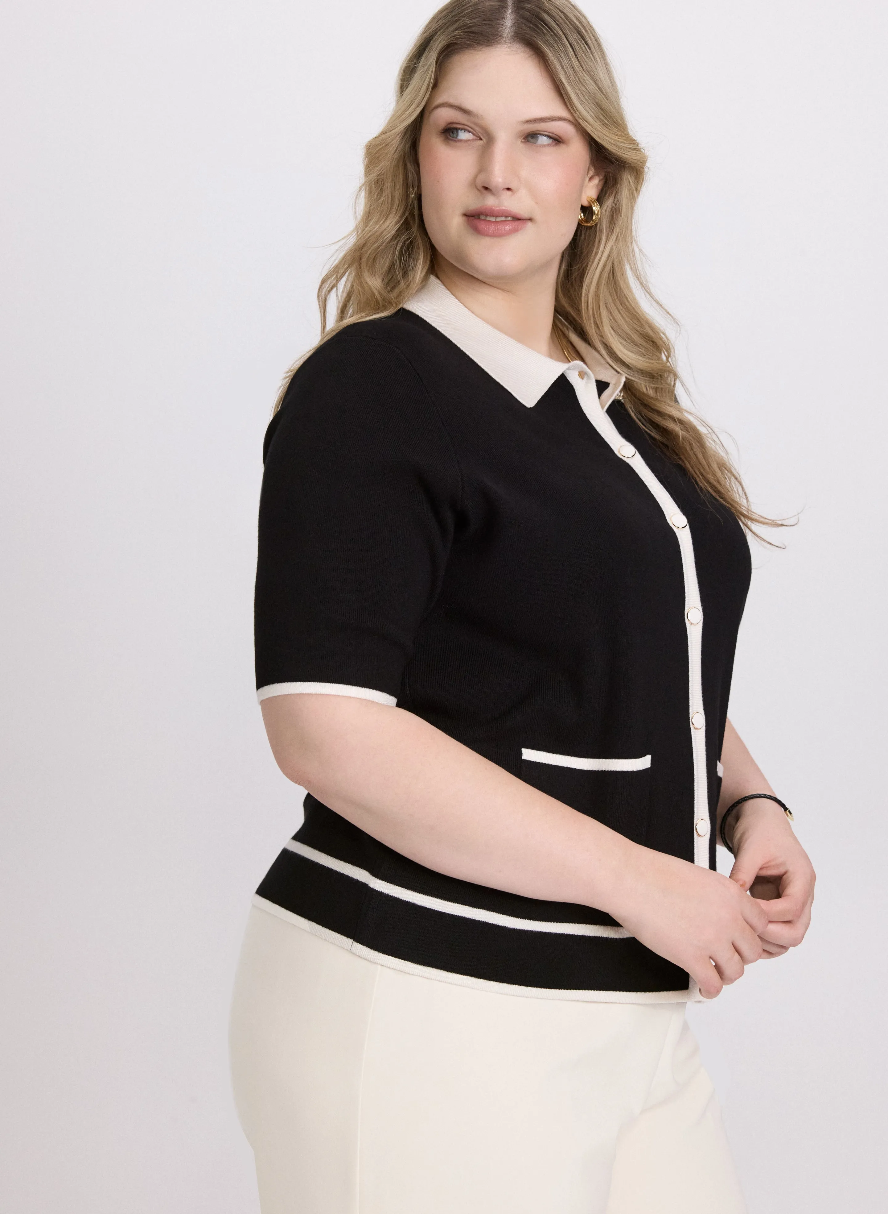 Contrast Knit Polo Top sold by Laura product image thumbnail 2