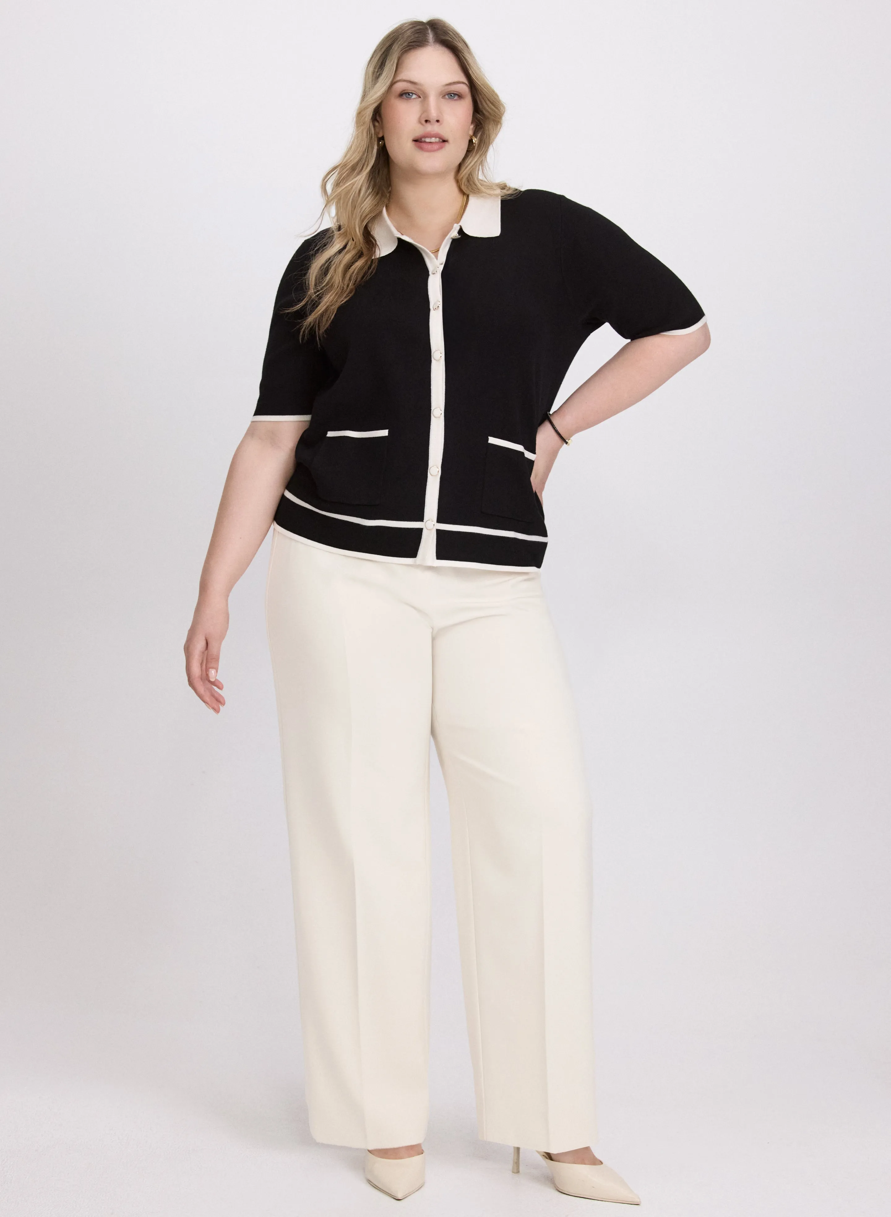 Contrast Knit Polo Top sold by Laura product image thumbnail 4