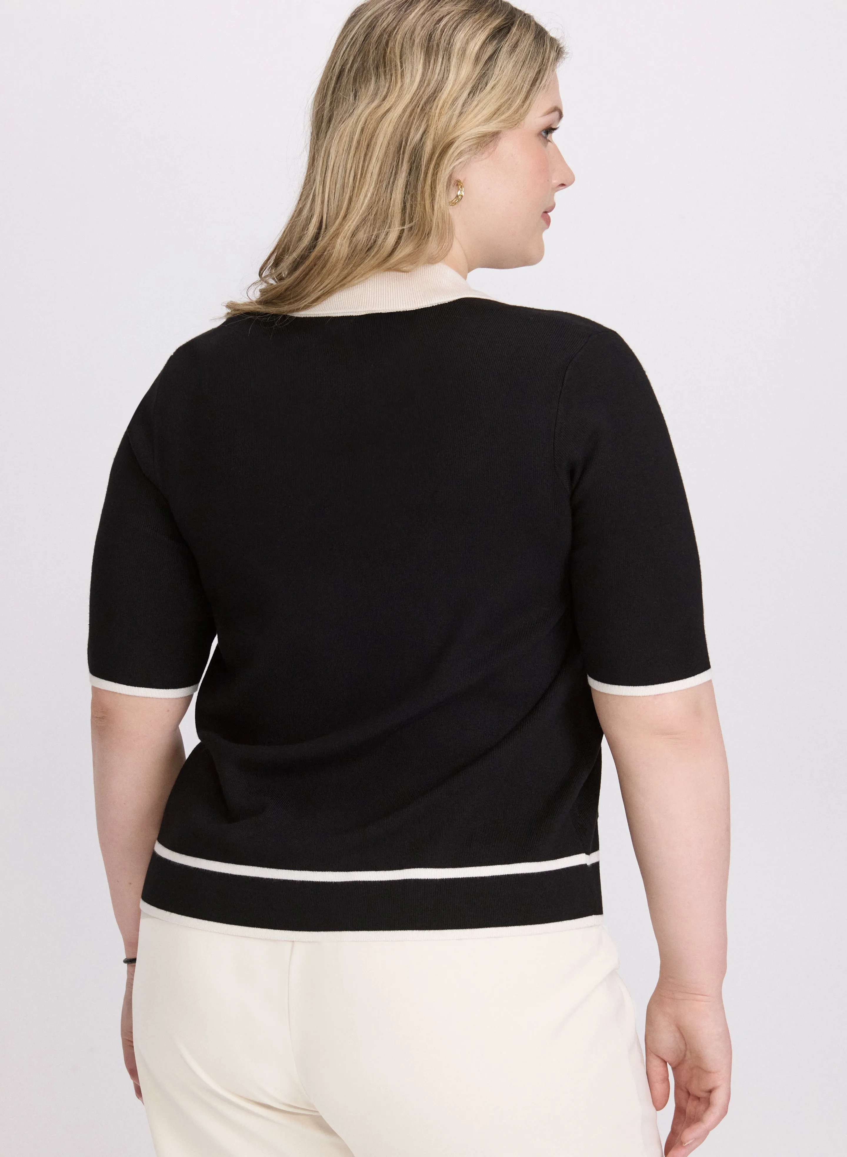 Contrast Knit Polo Top sold by Laura product image thumbnail 3