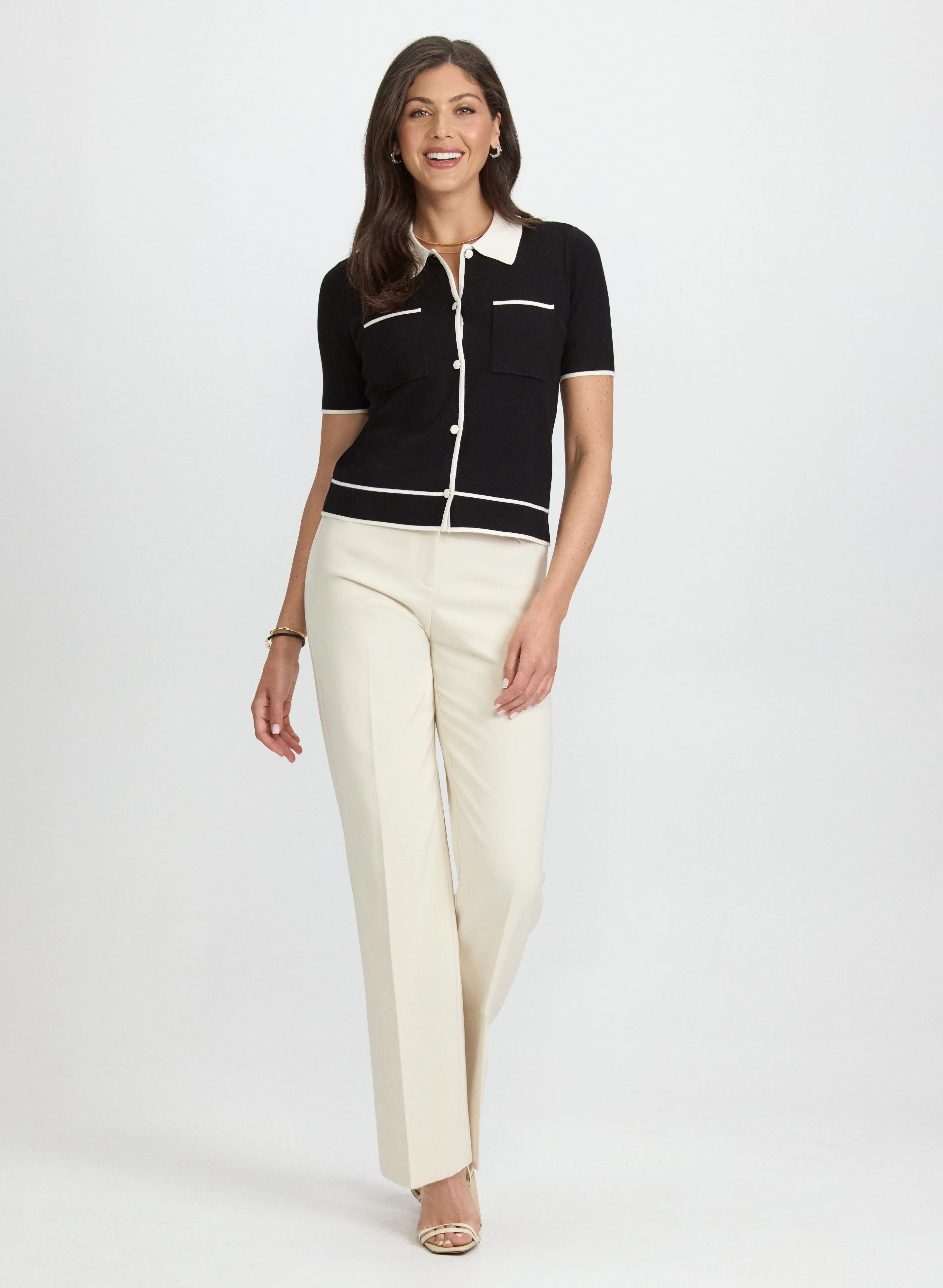 Contrast Knit Polo Top sold by Laura product image thumbnail 4