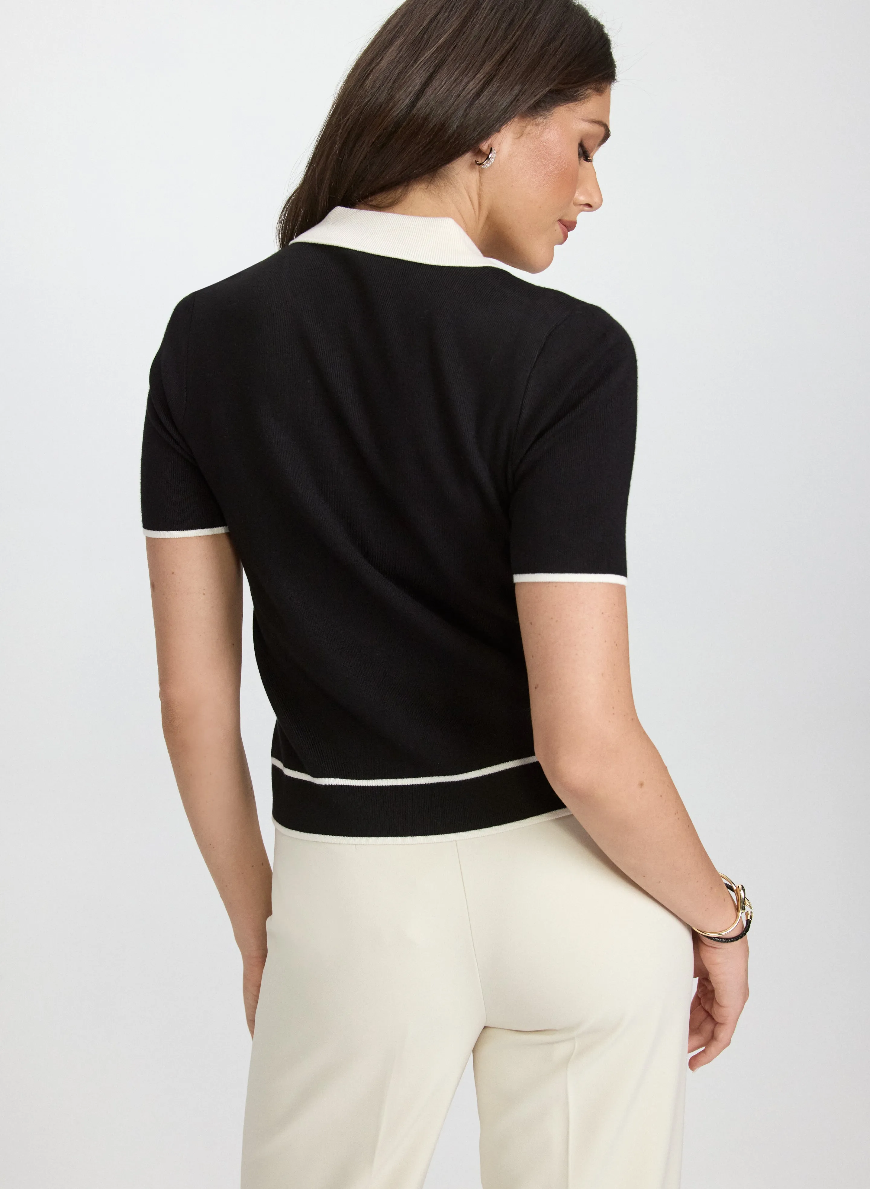 Contrast Knit Polo Top sold by Laura product image thumbnail 3