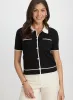 Contrast Knit Polo Top sold by Laura