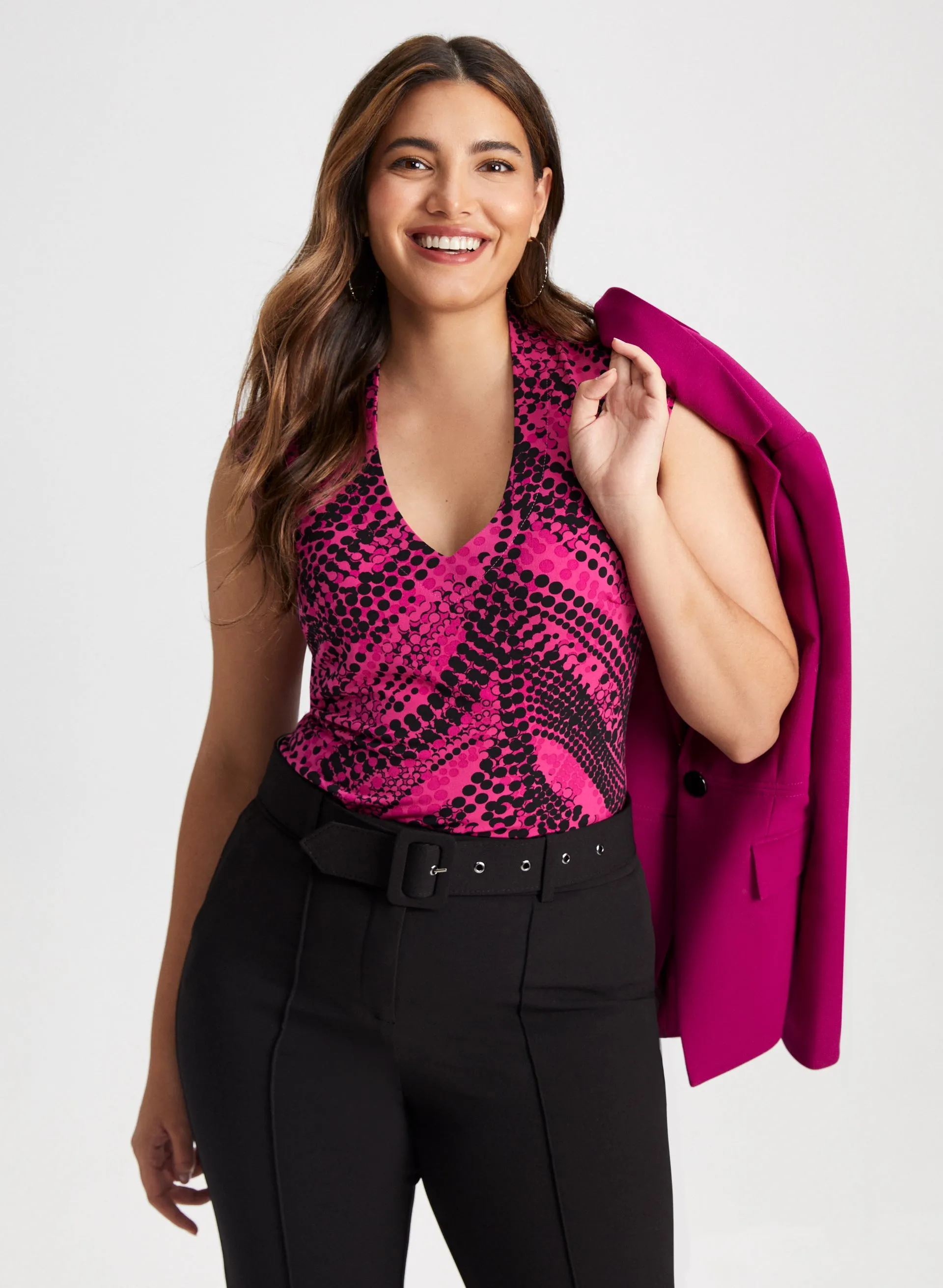 V-Neck Polka Dot Print Top sold by Laura