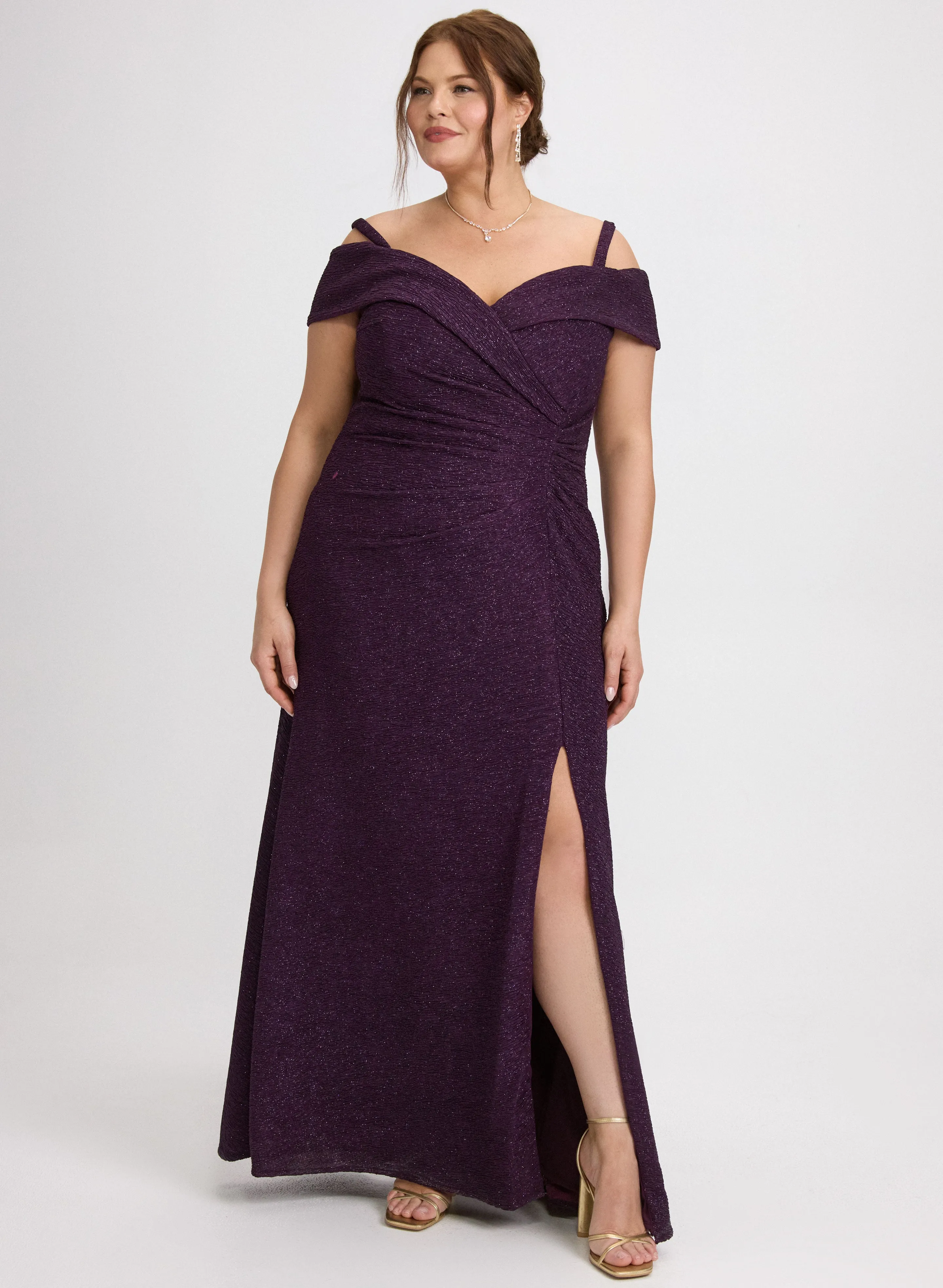 Glitter Knit Cold-Shoulder Dress sold by Laura