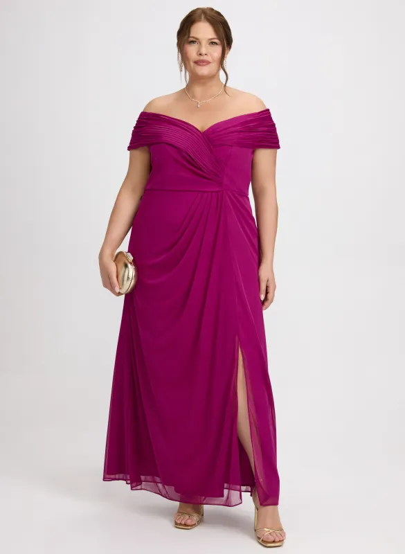 Pleated Off-Shoulder Dress sold by Laura