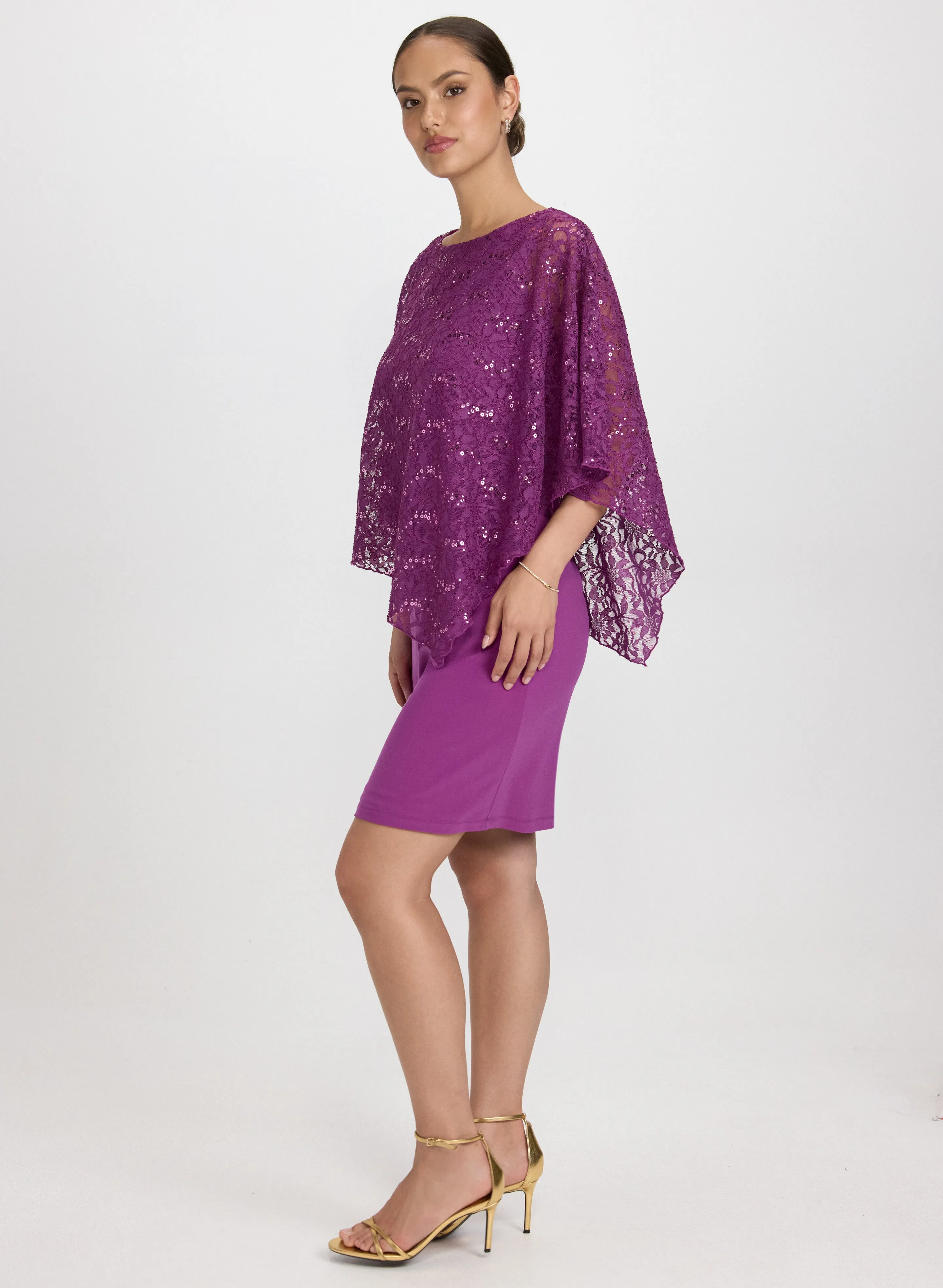 Sequined Lace Capelet Dress sold by Laura product image thumbnail 3